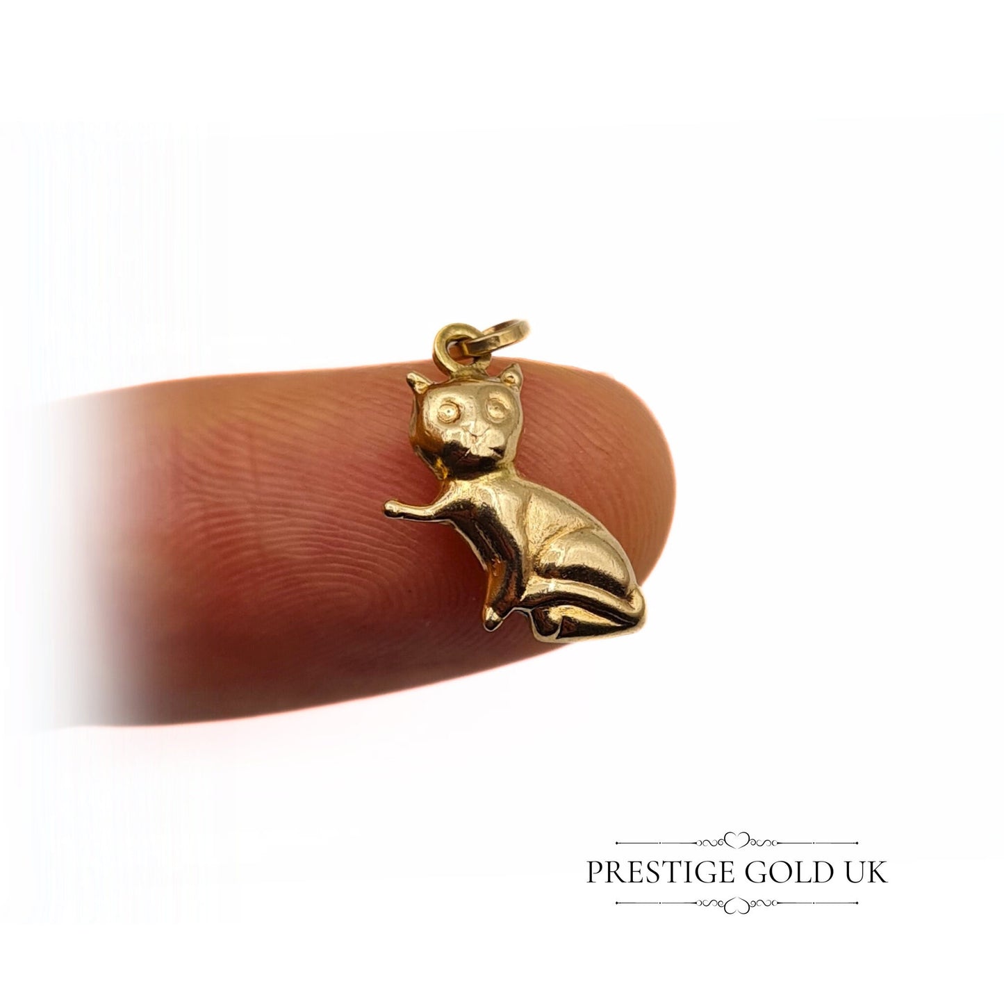 Tiny 9ct Gold Cat Charm/Pendant