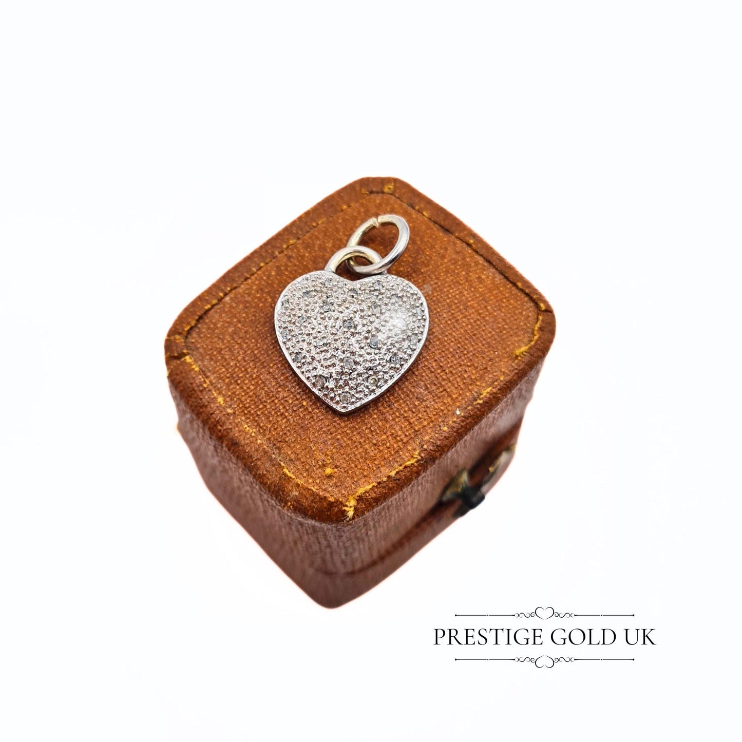 Small Diamond & White Gold Heart Charm / Pendant