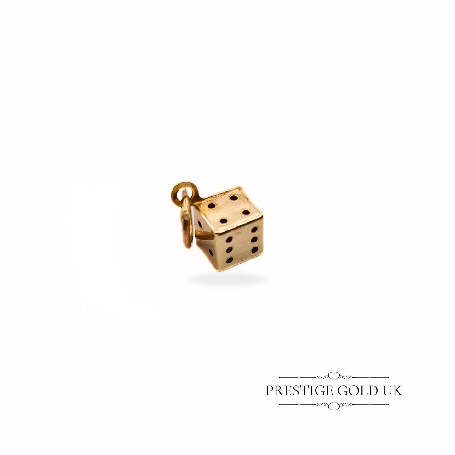 Tiny 9ct Gold Die/Dice Charm