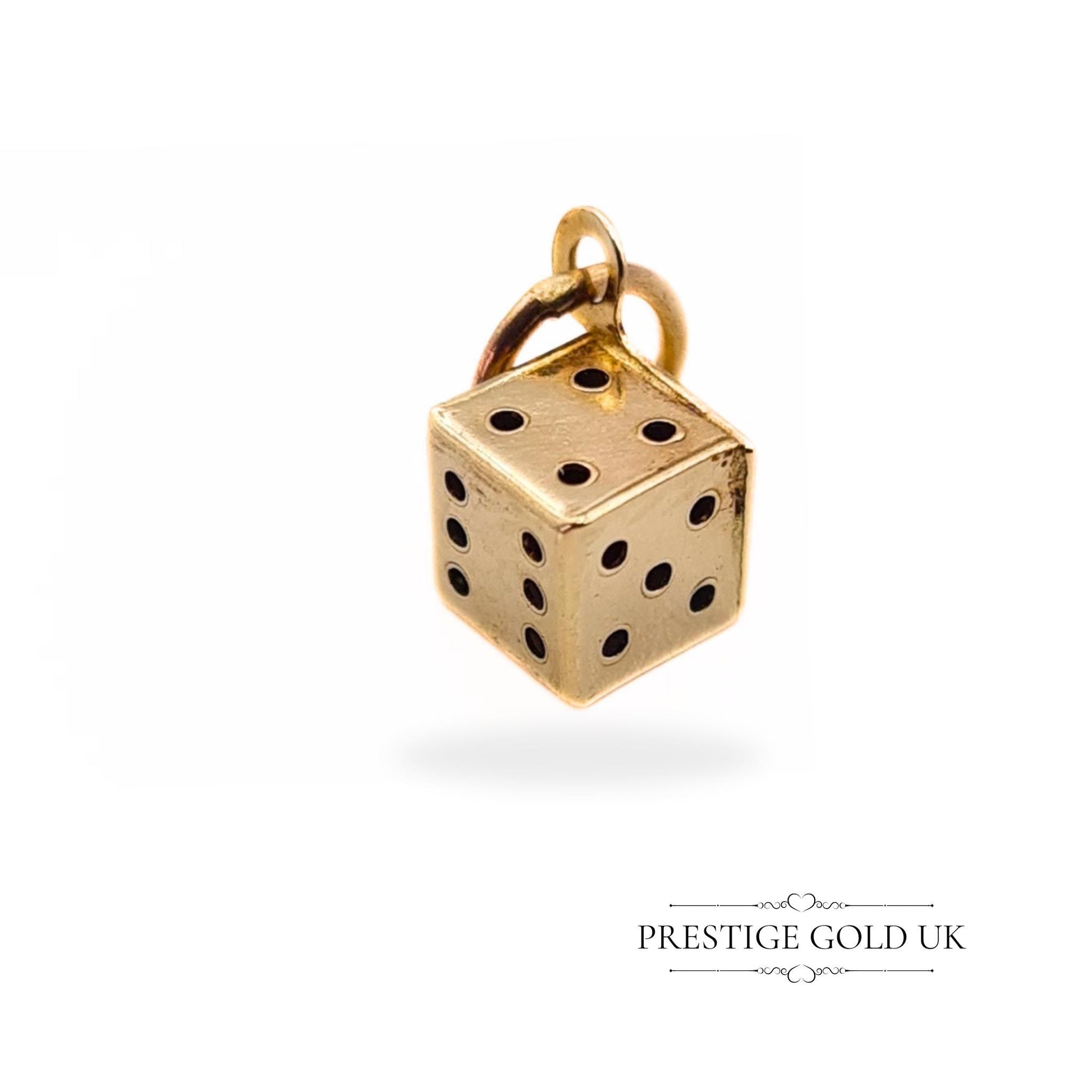 Tiny 9ct Gold Die/Dice Charm