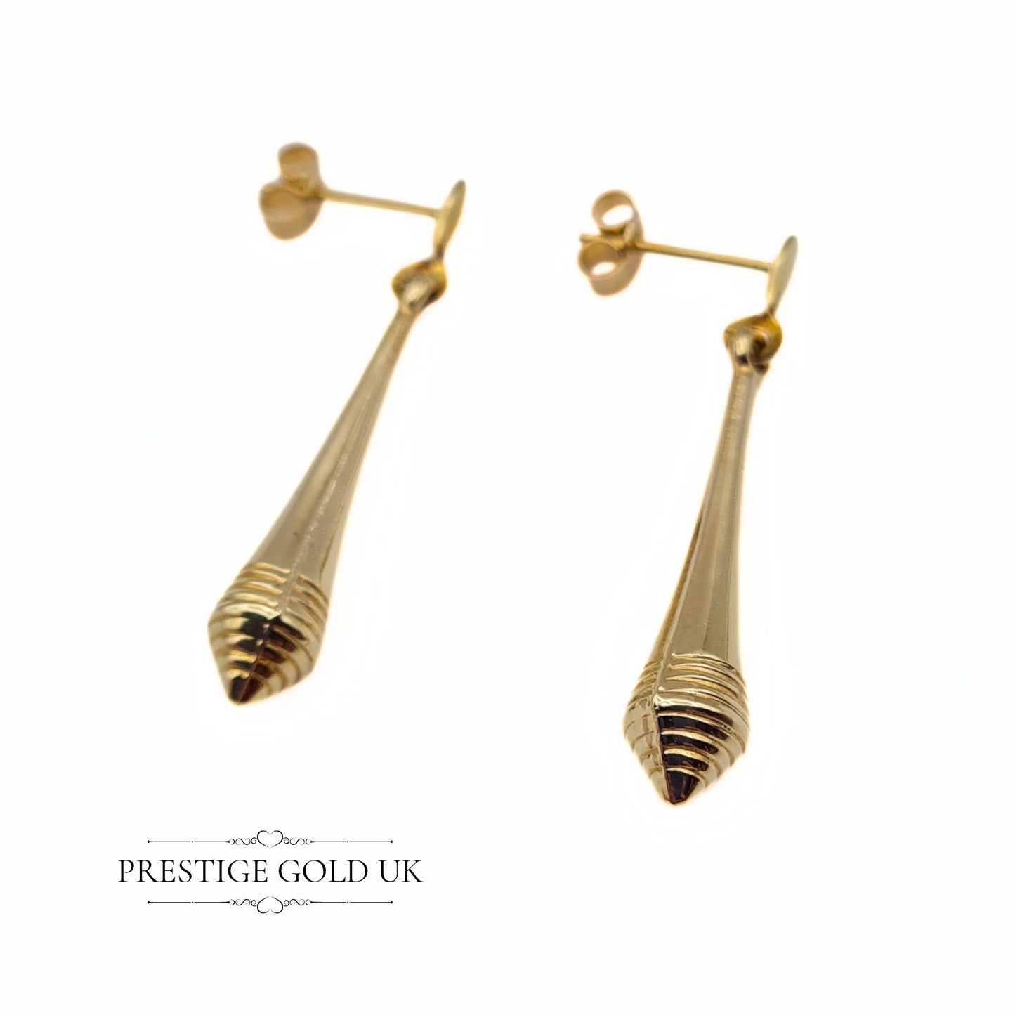 Vintage 9ct Gold Bombe Drop Earrings - 30mm