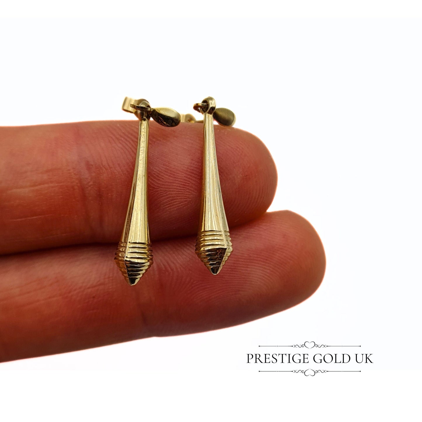 Vintage 9ct Gold Bombe Drop Earrings - 30mm