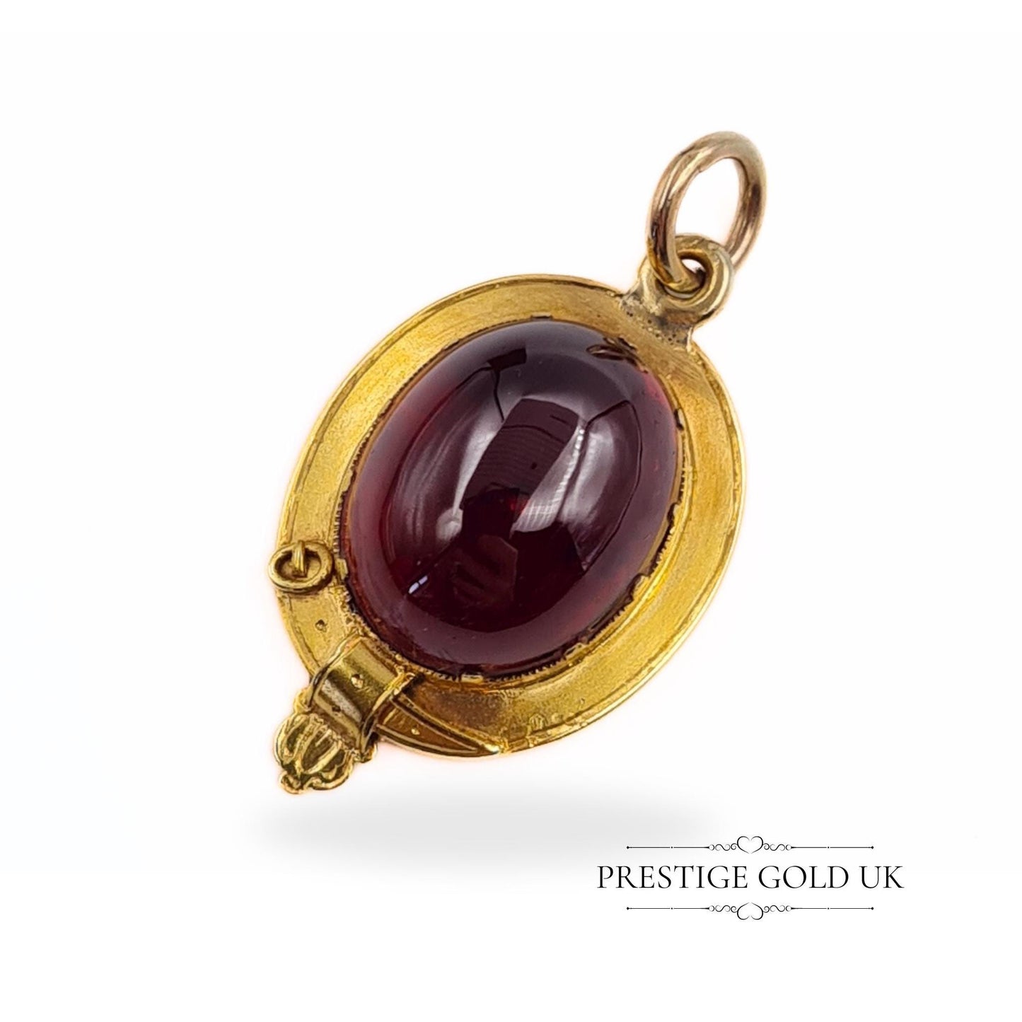 Antique 14k Gold & Garnet Oval Pendant