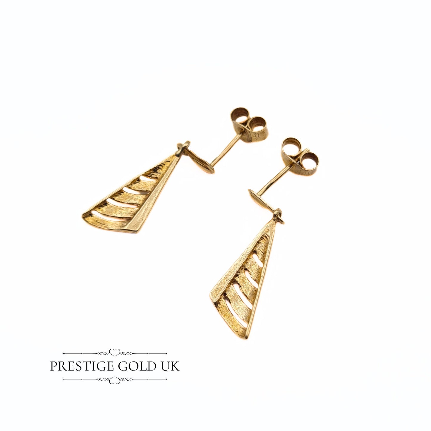 Vintage 9ct Gold Two-tone Triangle Drop Earrings