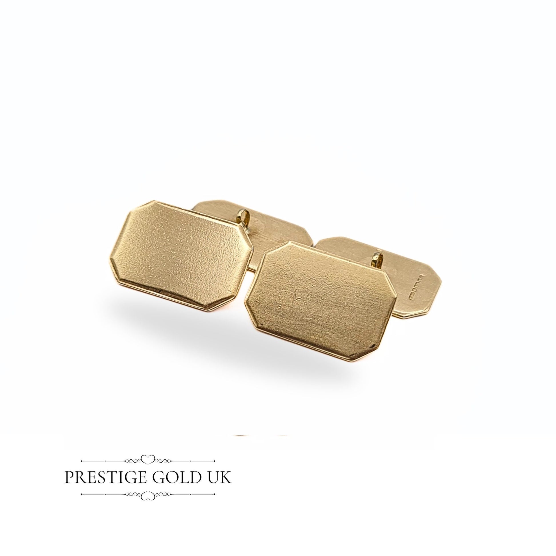 Vintage Solid Gold Rectangular Cufflinks in 9ct Gold