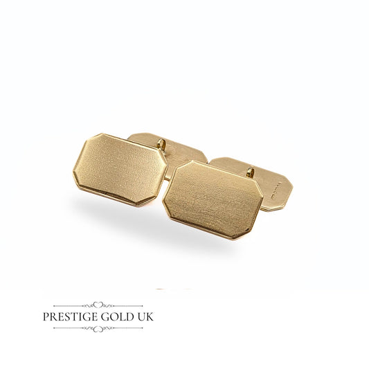 Vintage Solid Gold Rectangular Cufflinks in 9ct Gold