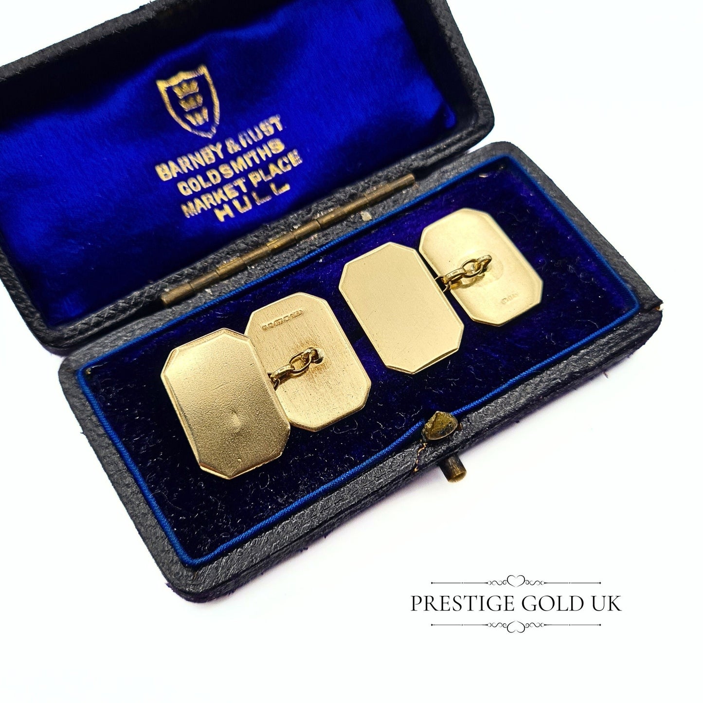 Vintage Solid Gold Rectangular Cufflinks in 9ct Gold