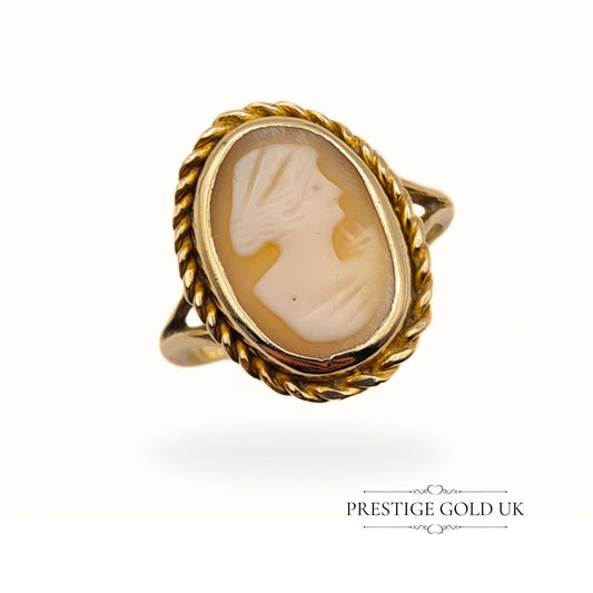 Vintage 9ct Gold Cameo Ring - Size UK K 1/2, US 5 1/2, Euro 51