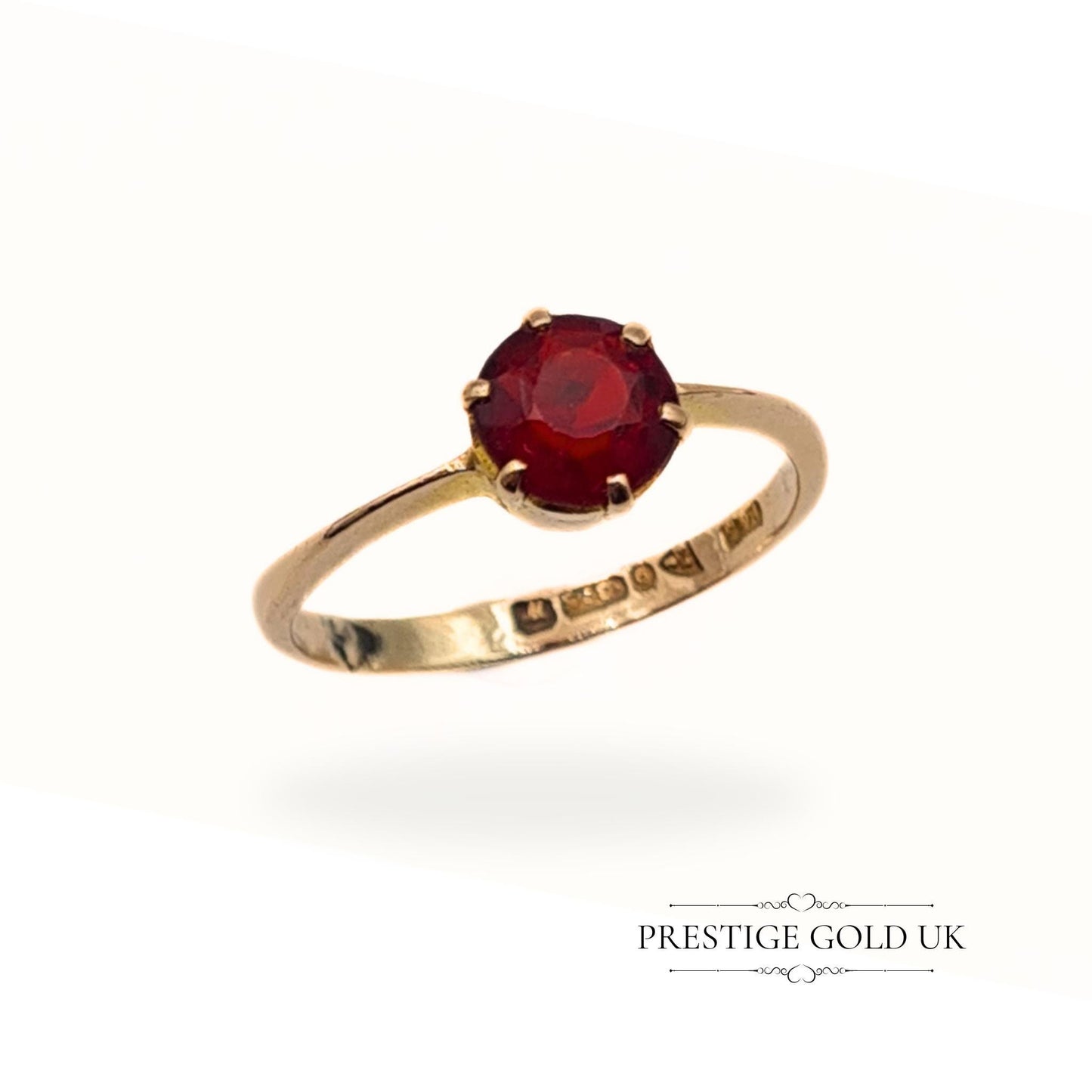 Rose Gold Antique Garnet Ring 9ct - Size UK J 1/2, US 5, Euro 49.5