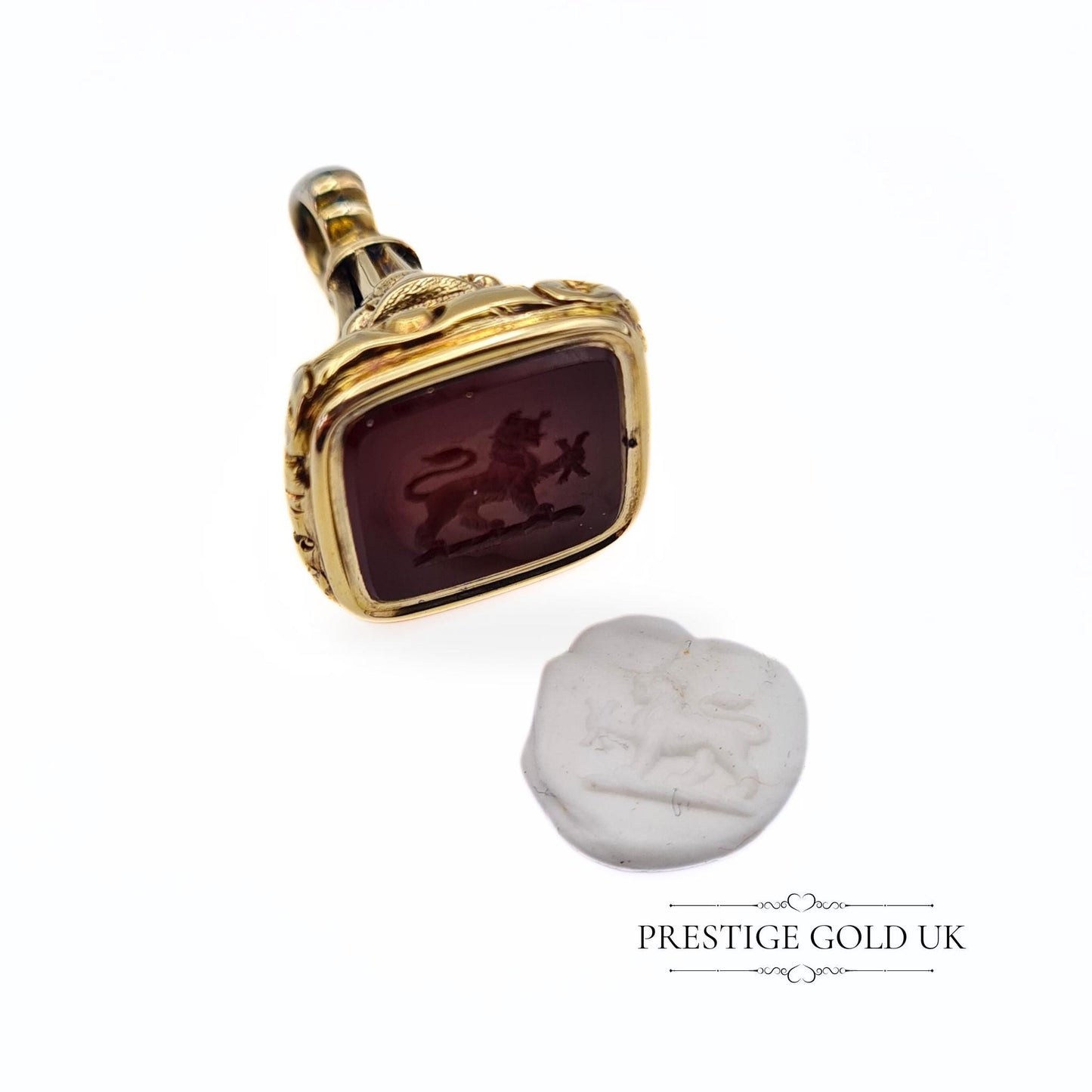 Antique Gold Carnelian Lion Seal Fob in 9ct Gold