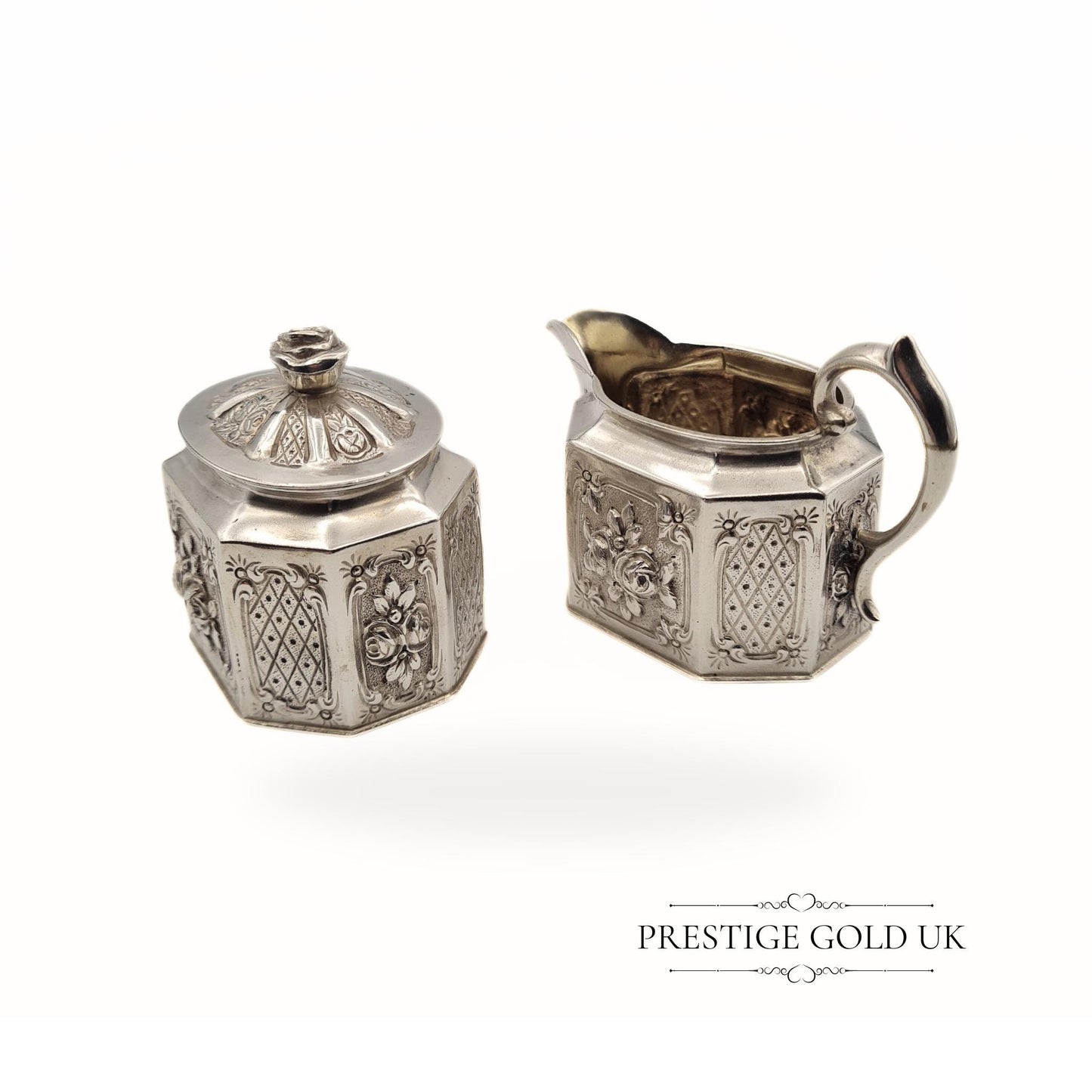 Small Solid Silver Cream Jug and Sugar Bowl