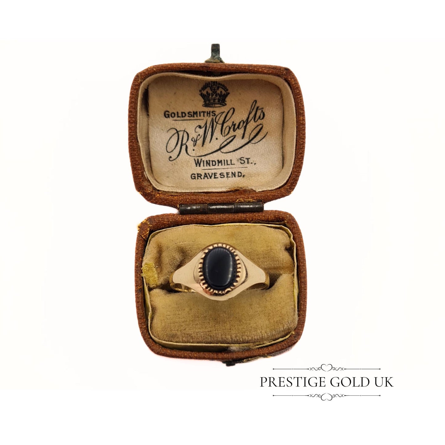 Small Vintage Gold Onyx Signet Ring 9ct - Size UK K 1/2, US 5 1/2, Euro 51