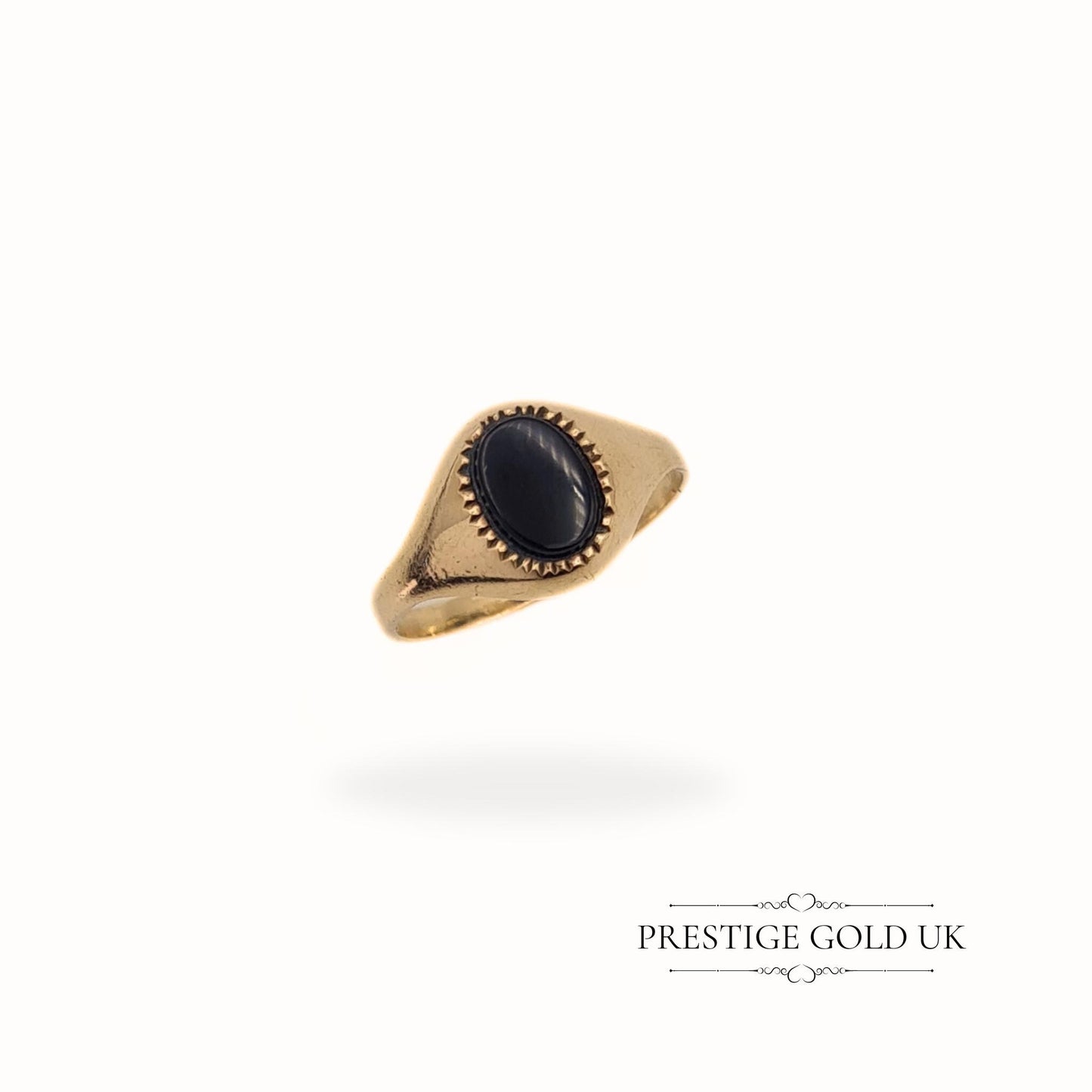 Small Vintage Gold Onyx Signet Ring 9ct - Size UK K 1/2, US 5 1/2, Euro 51