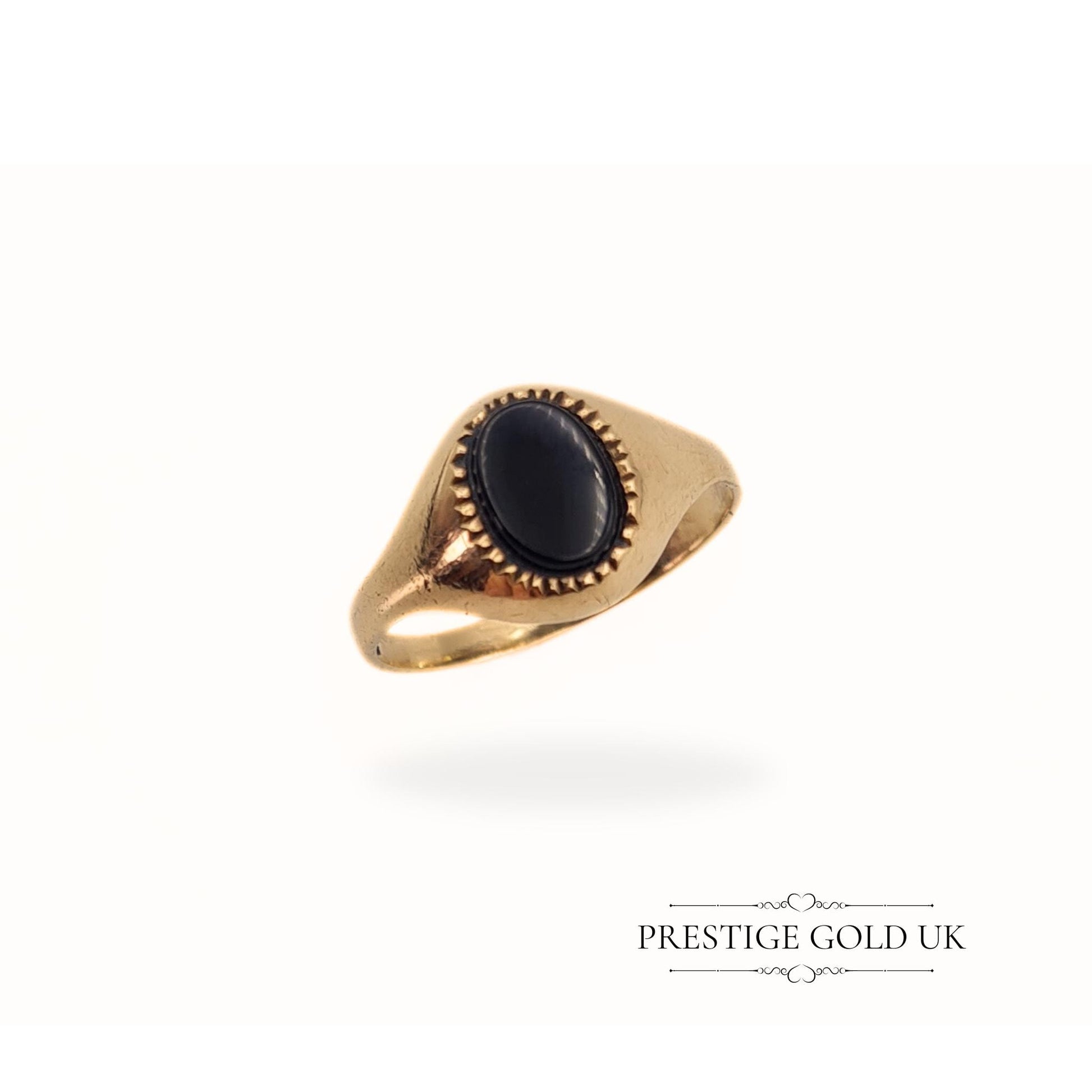 Small Vintage Gold Onyx Signet Ring 9ct - Size UK K 1/2, US 5 1/2, Euro 51
