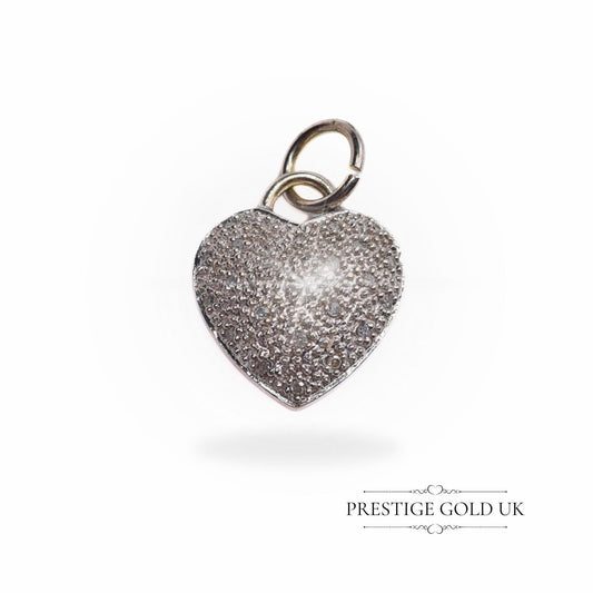 Small Diamond & White Gold Heart Charm / Pendant