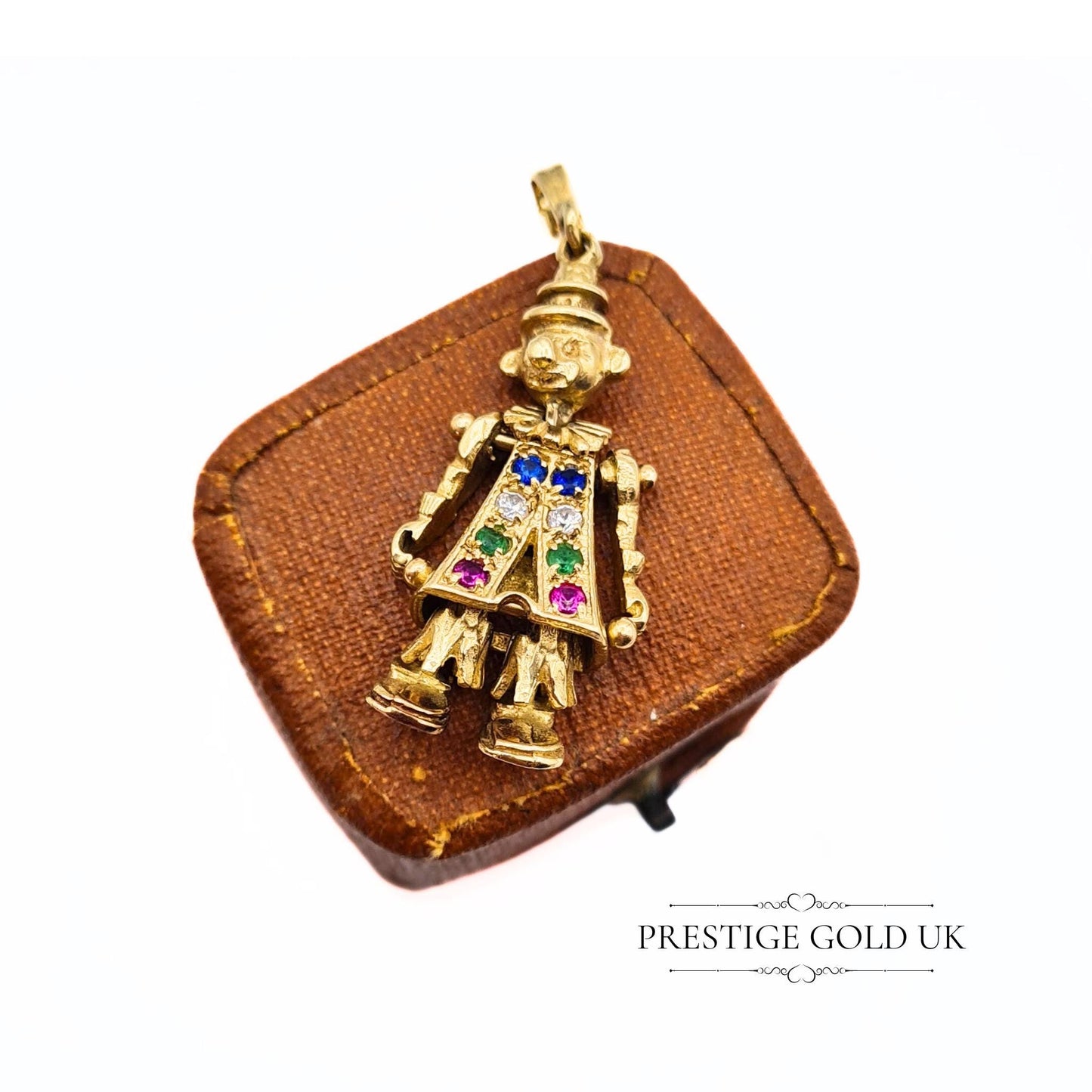 Vintage Gold Moving Clown Pendant