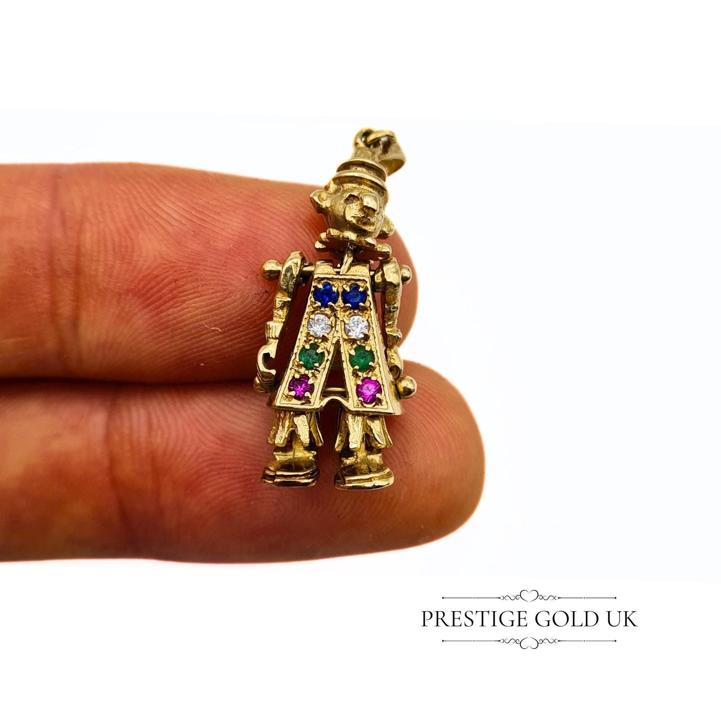 Vintage Gold Moving Clown Pendant