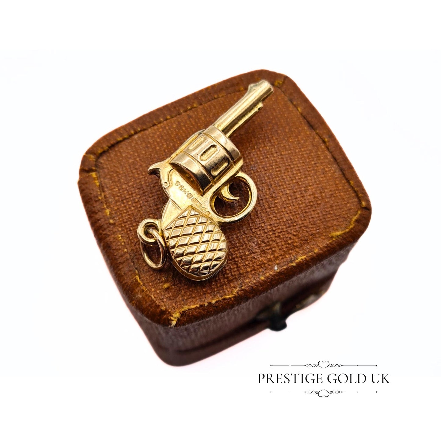 Vintage Small 9ct Gold Retro Hand Gun Charm