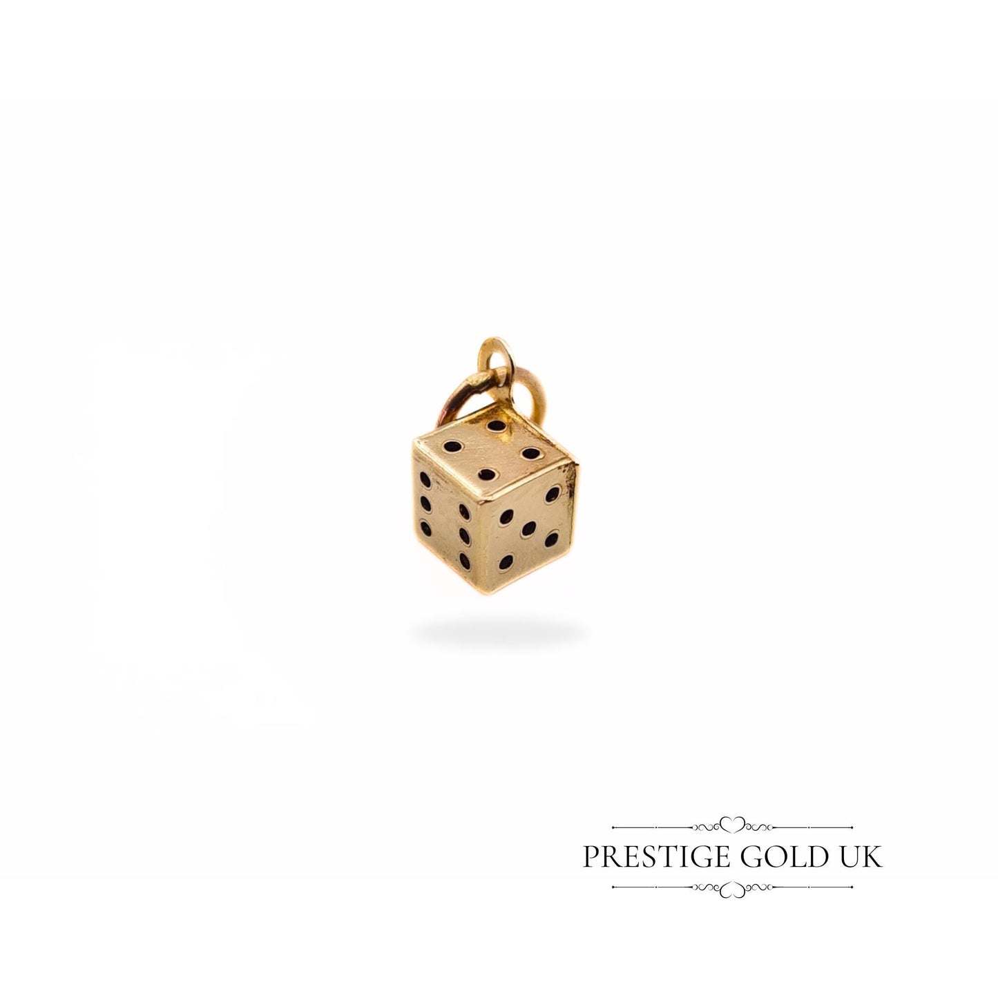 Tiny 9ct Gold Die/Dice Charm