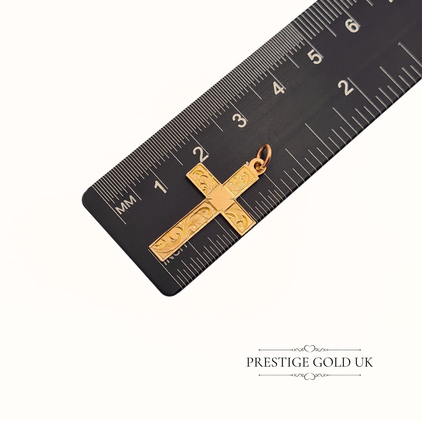 Vintage 9ct Gold Small Engraved Cross Pendant