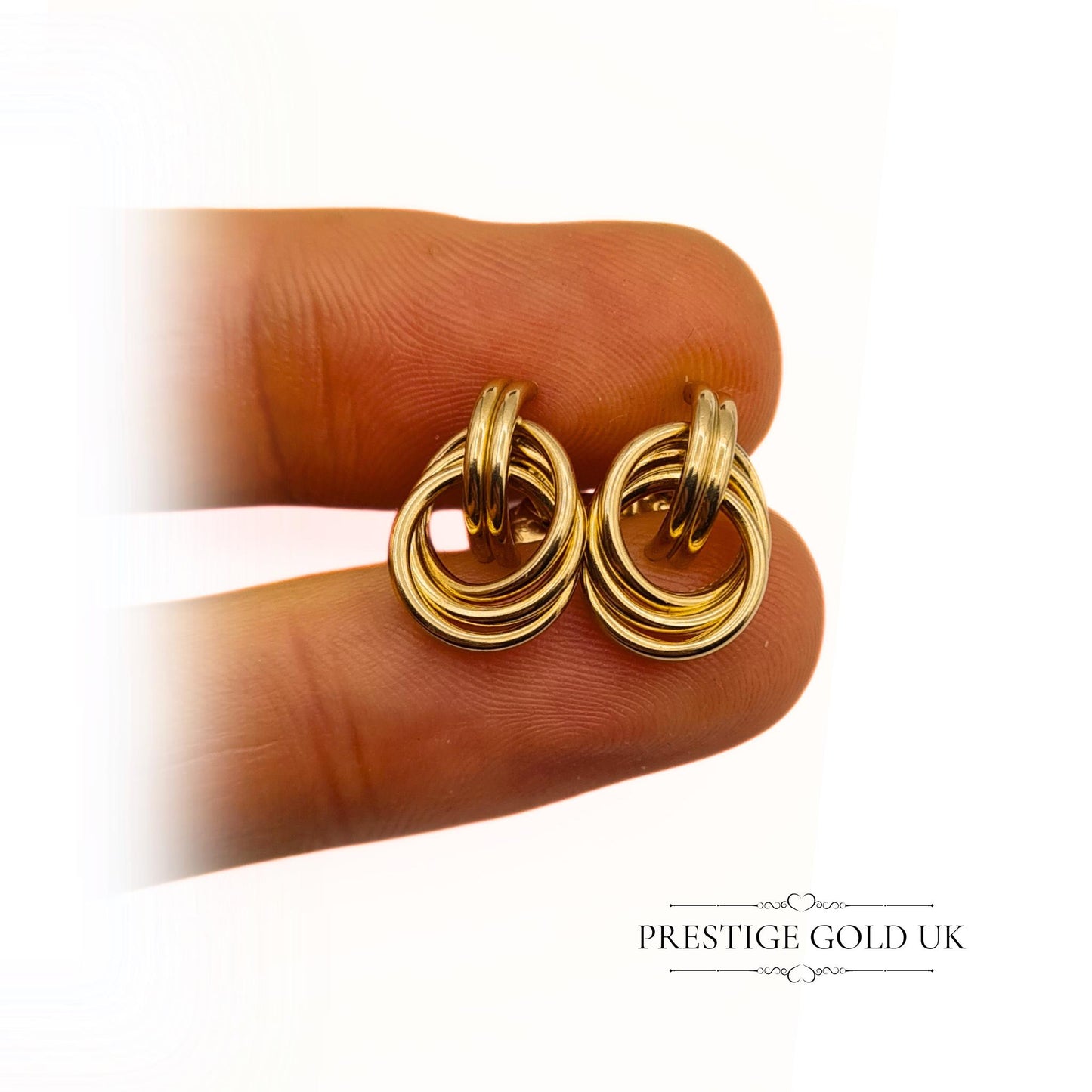 Vintage 9ct Gold Interlocking Circle Earrings