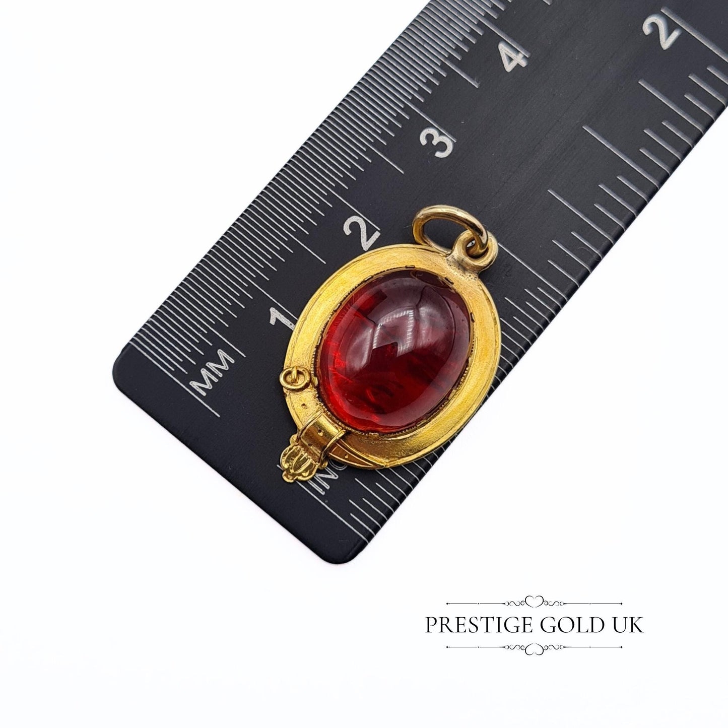 Antique 14k Gold & Garnet Oval Pendant