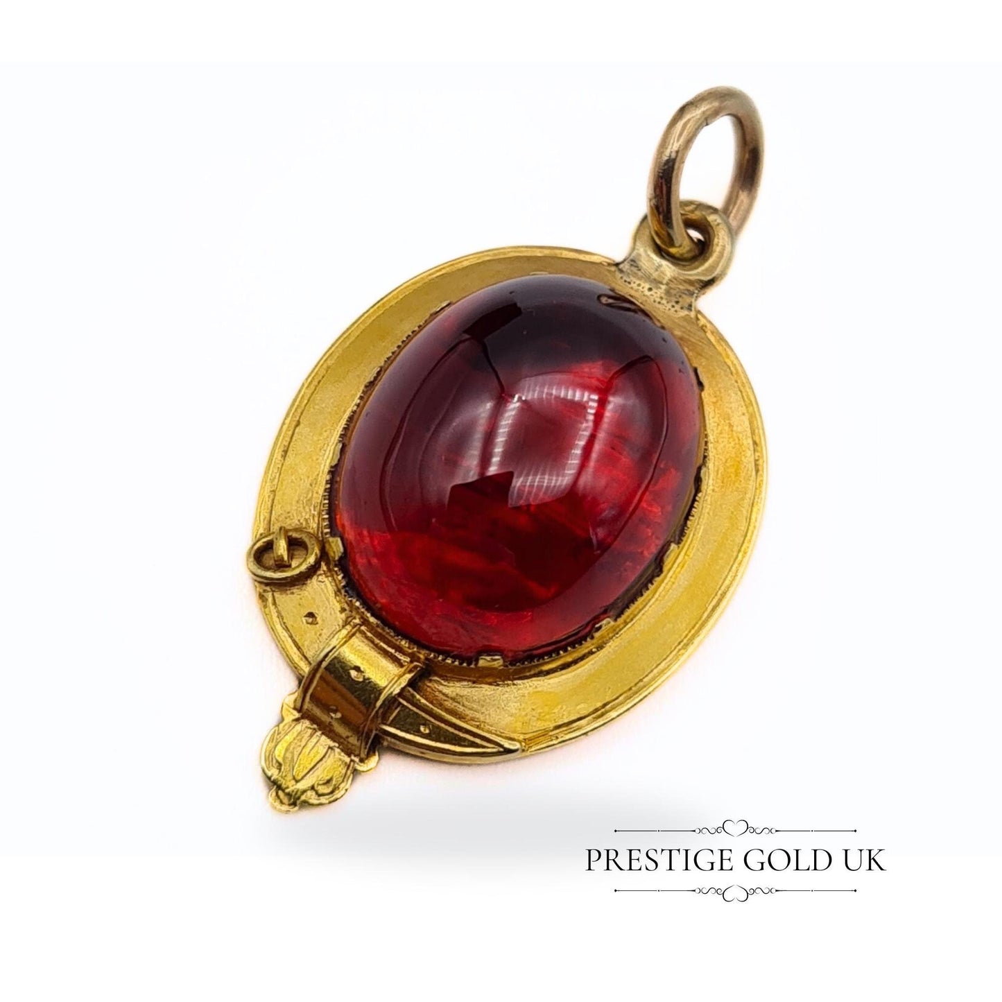 Antique 14k Gold & Garnet Oval Pendant