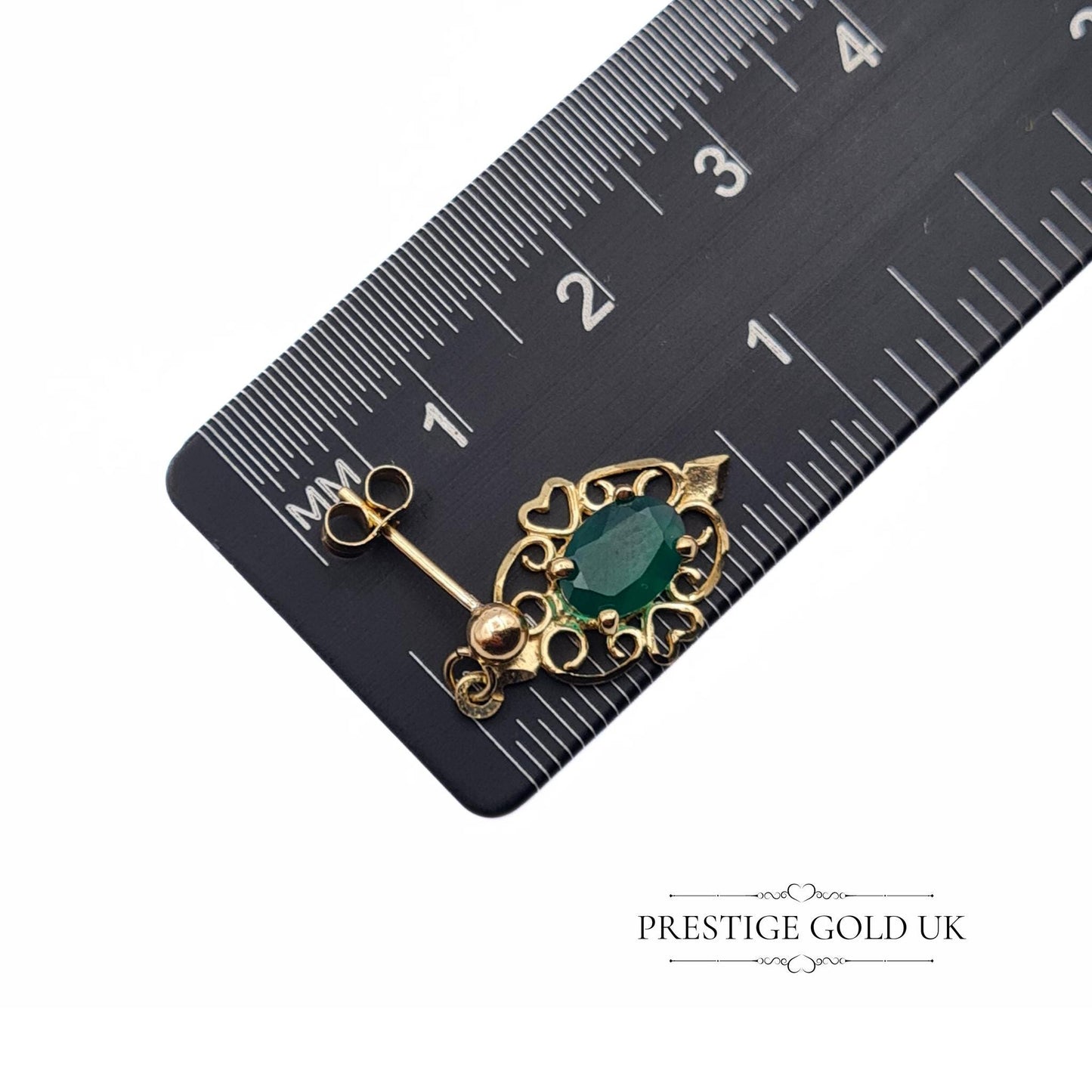 Vintage 9ct Gold Emerald Drop Earrings