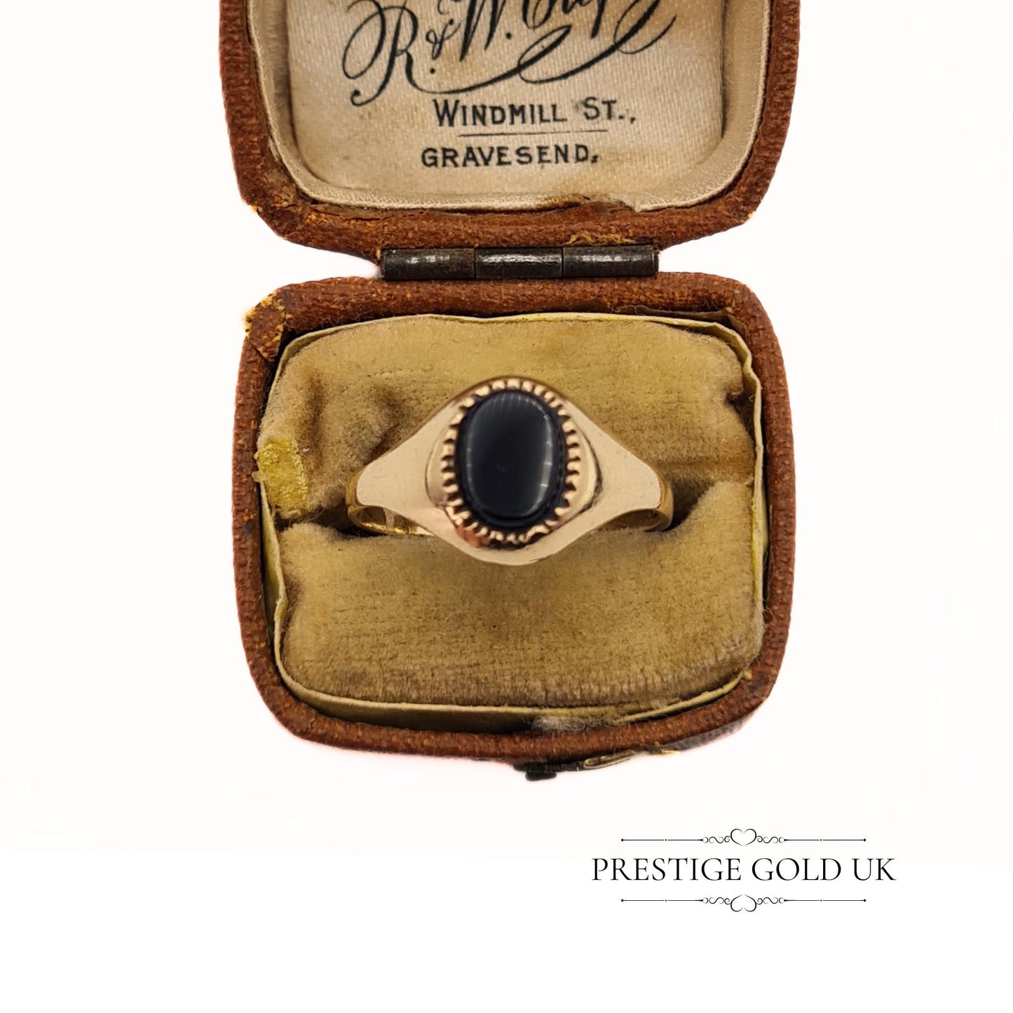 Small Vintage Gold Onyx Signet Ring 9ct - Size UK K 1/2, US 5 1/2, Euro 51