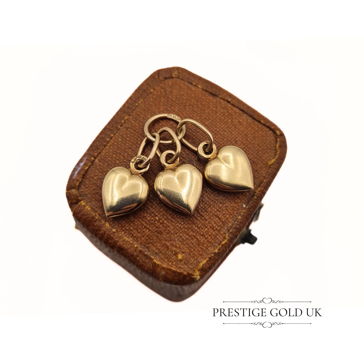 Vintage Tiny Gold Heart Charms 9ct x 3