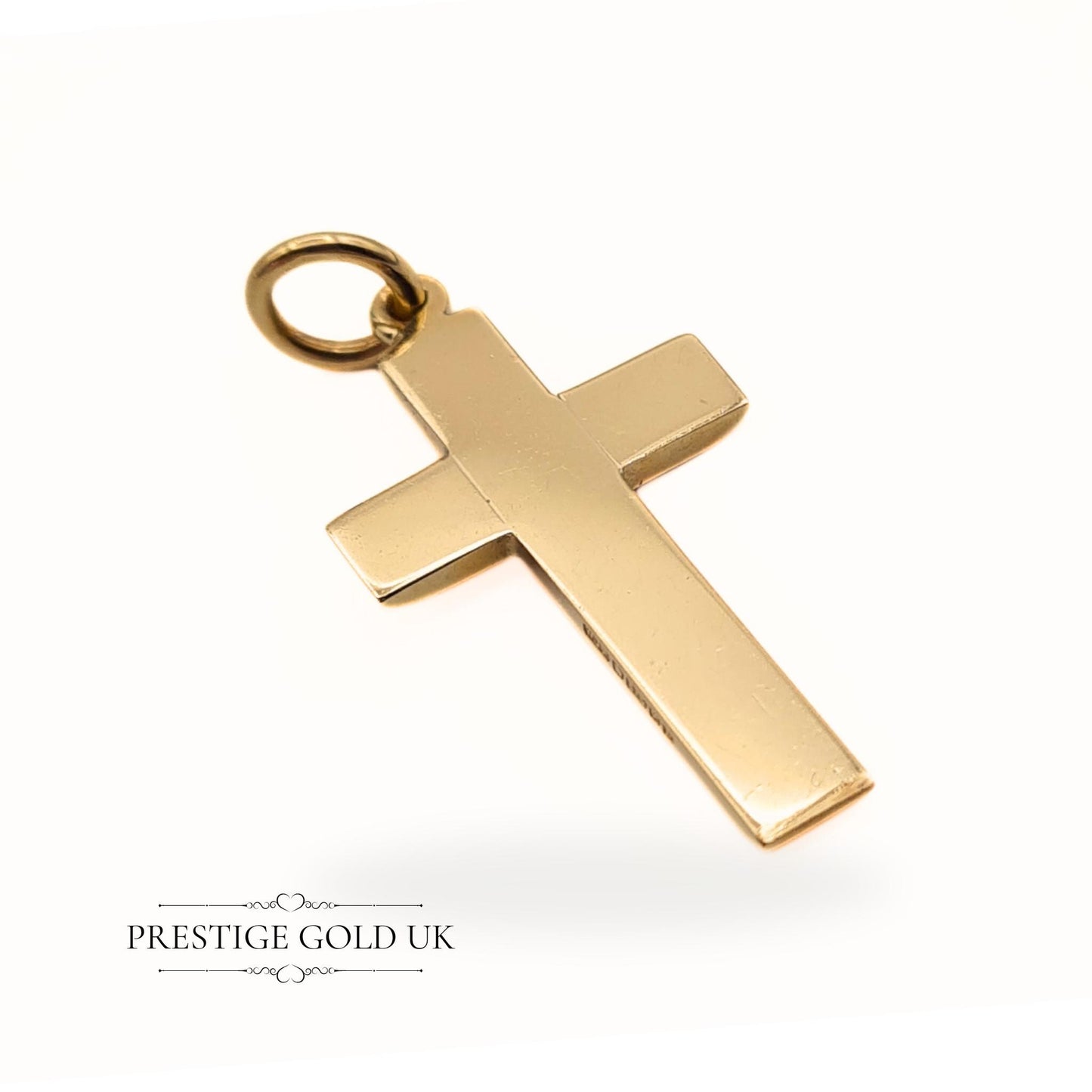 Vintage Engraved Solid 9ct Gold Cross Pendant