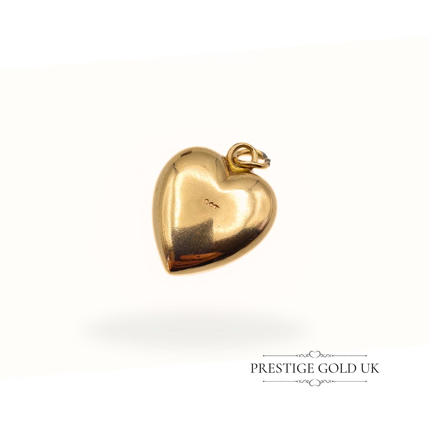 Vintage Tiny Engraved 9ct Gold Hollow Heart Charm