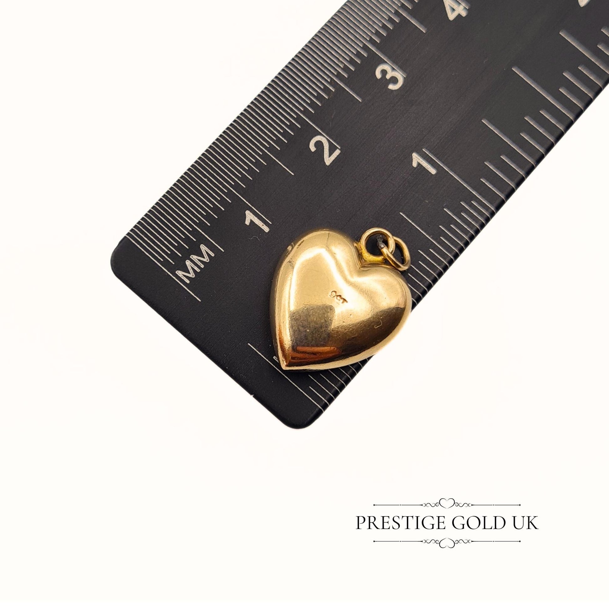 Vintage Tiny Engraved 9ct Gold Hollow Heart Charm