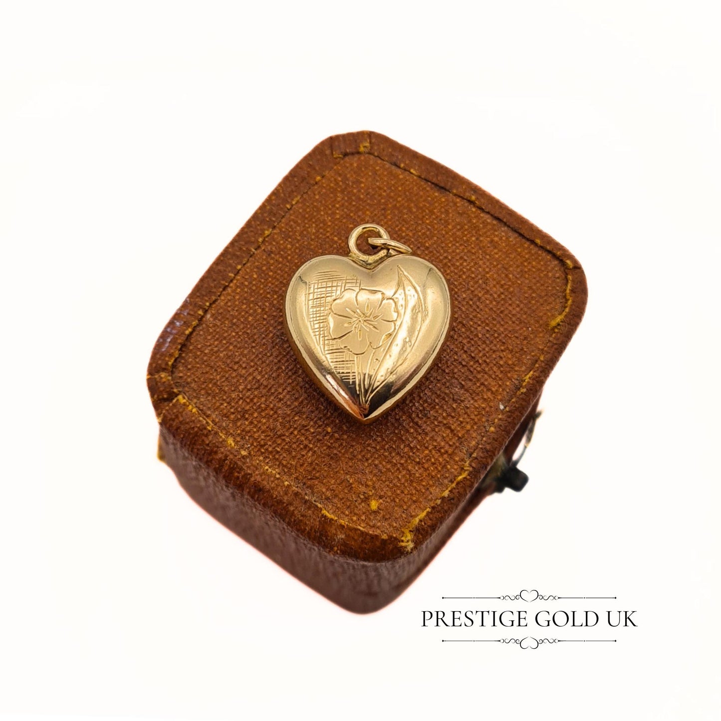 Vintage Tiny Engraved 9ct Gold Hollow Heart Charm