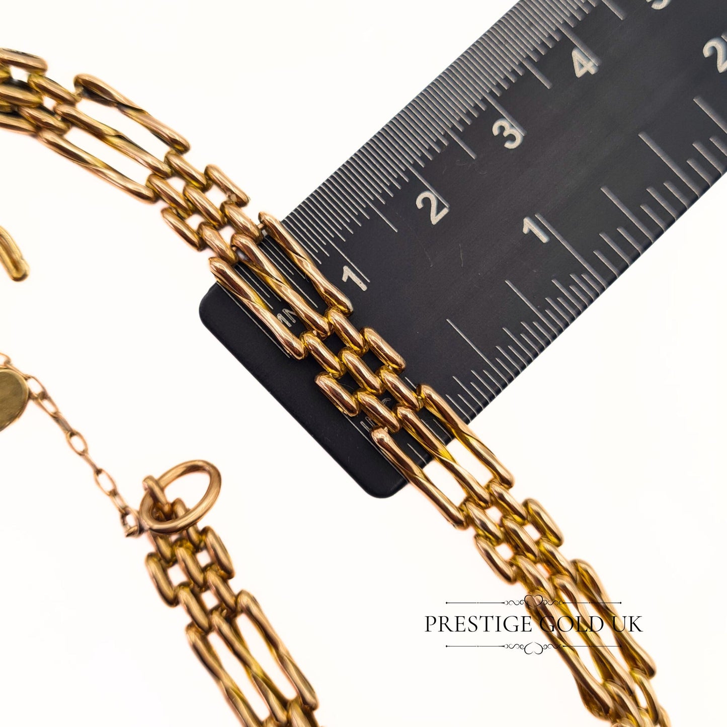 6 1|2" Long Amazing Gold Gate Bracelet - 1970's Wide 3 Bar Gate Bracelet - Locking Heart Padlock and Safety Chain - 11 Grams of 9ct Gold