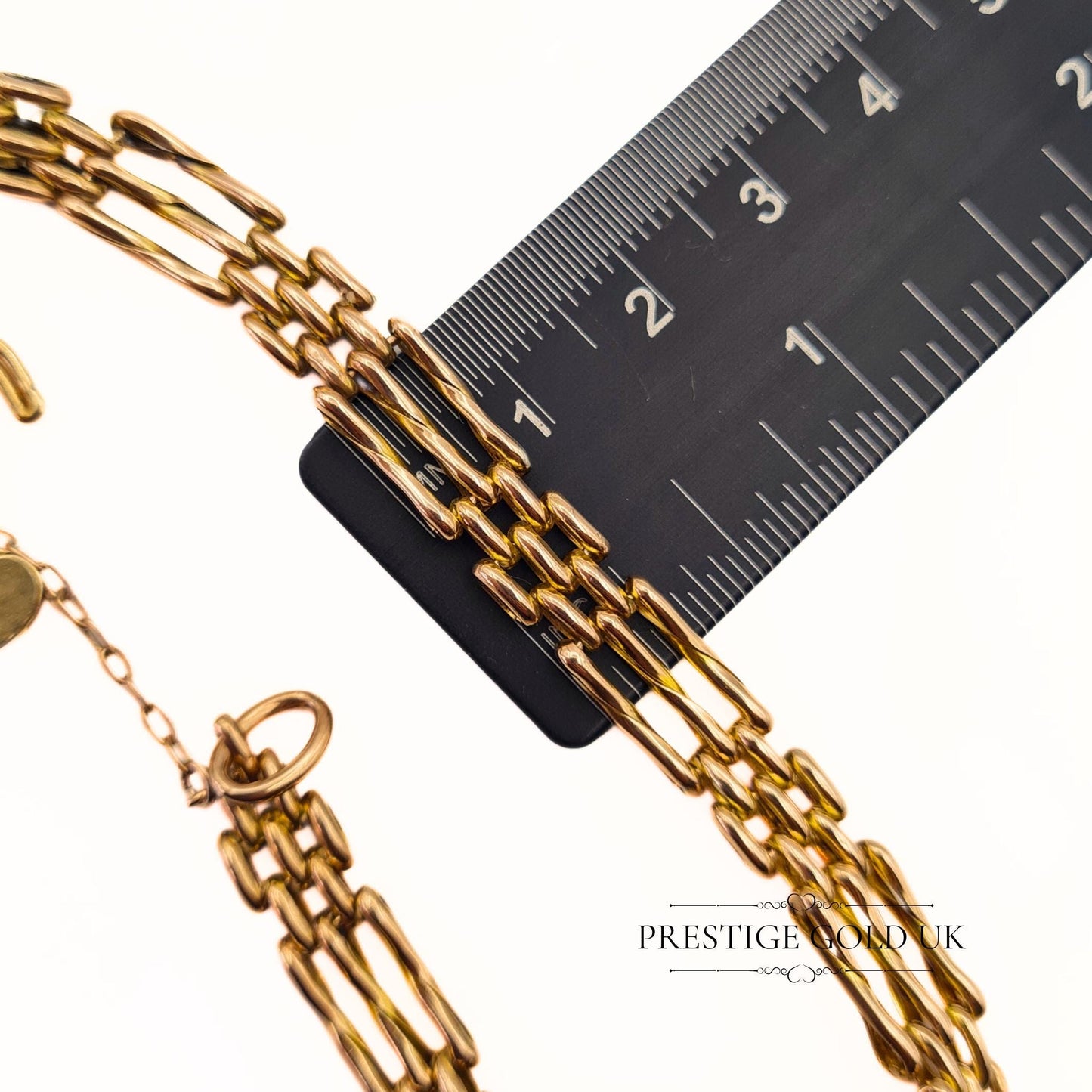 6 1|2" Long Amazing Gold Gate Bracelet - 1970's Wide 3 Bar Gate Bracelet - Locking Heart Padlock and Safety Chain - 11 Grams of 9ct Gold