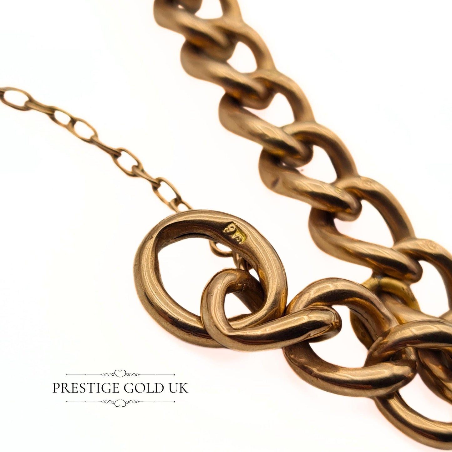 7" Rose Gold Lightweight Curb Chain Bracelet with Heart Padlock