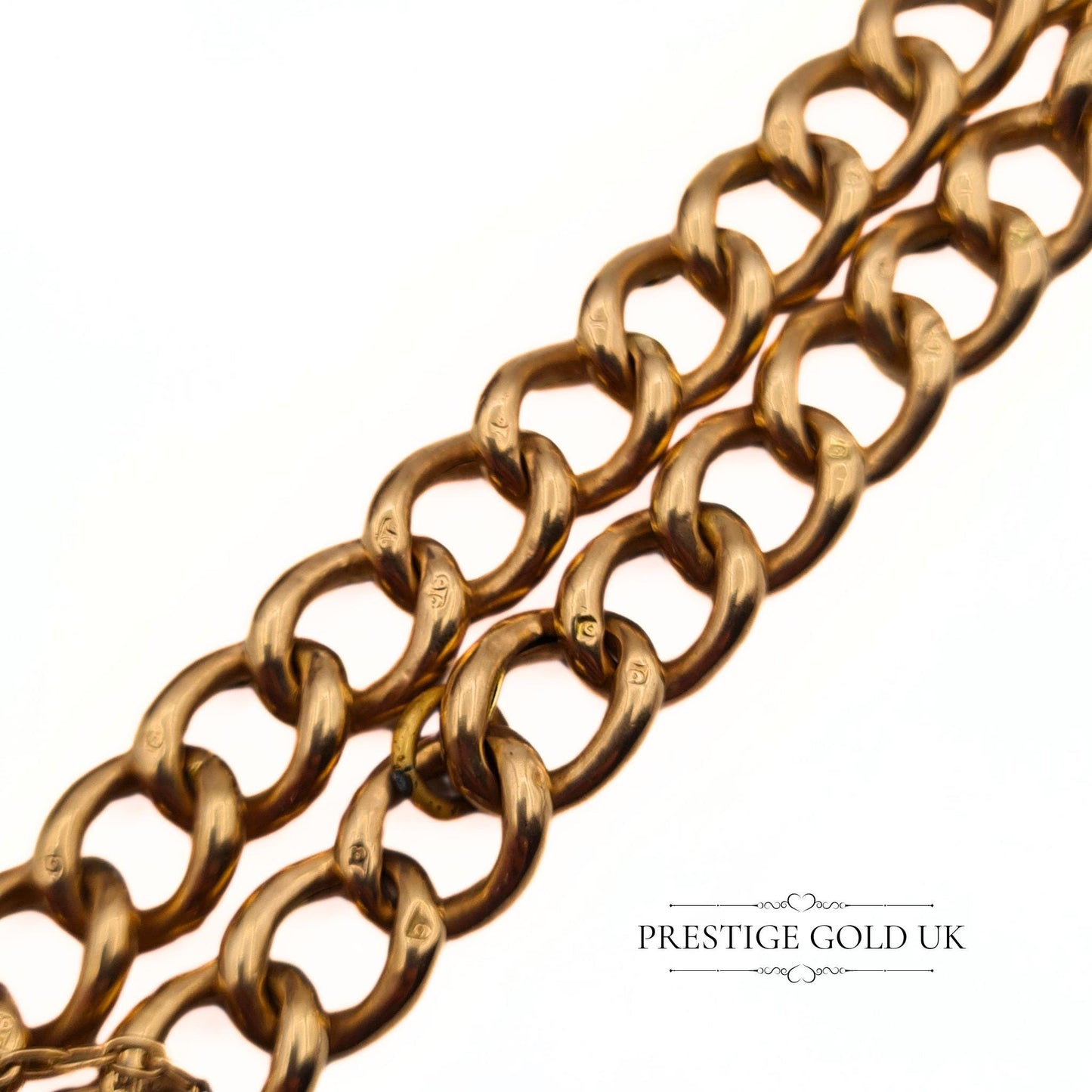 7" Rose Gold Lightweight Curb Chain Bracelet with Heart Padlock