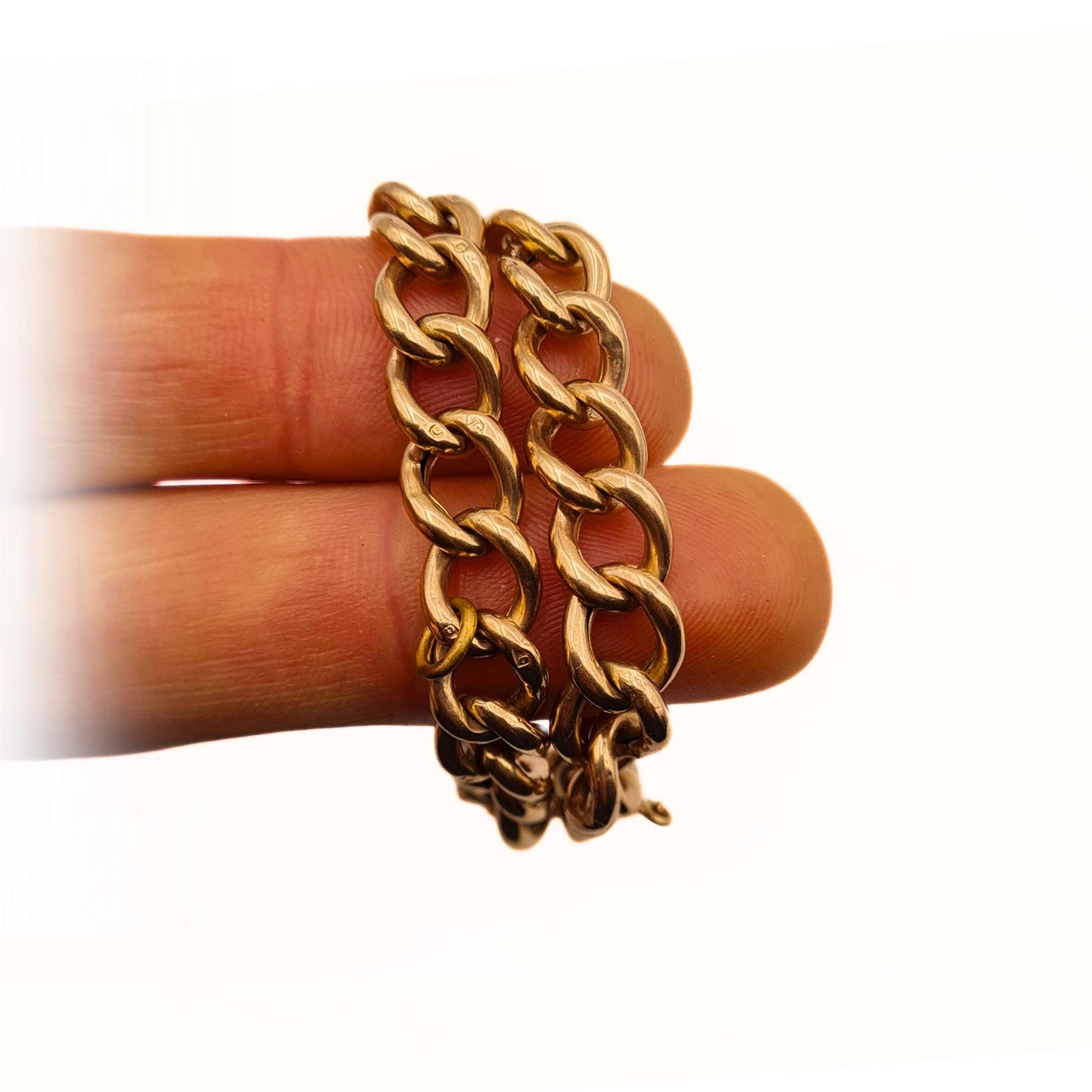 7" Rose Gold Lightweight Curb Chain Bracelet with Heart Padlock