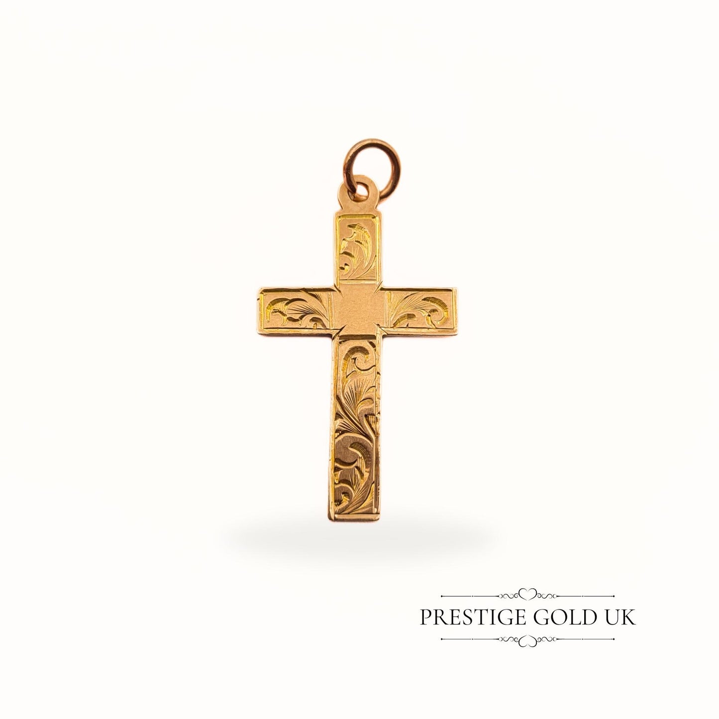 Vintage 9ct Gold Small Engraved Cross Pendant