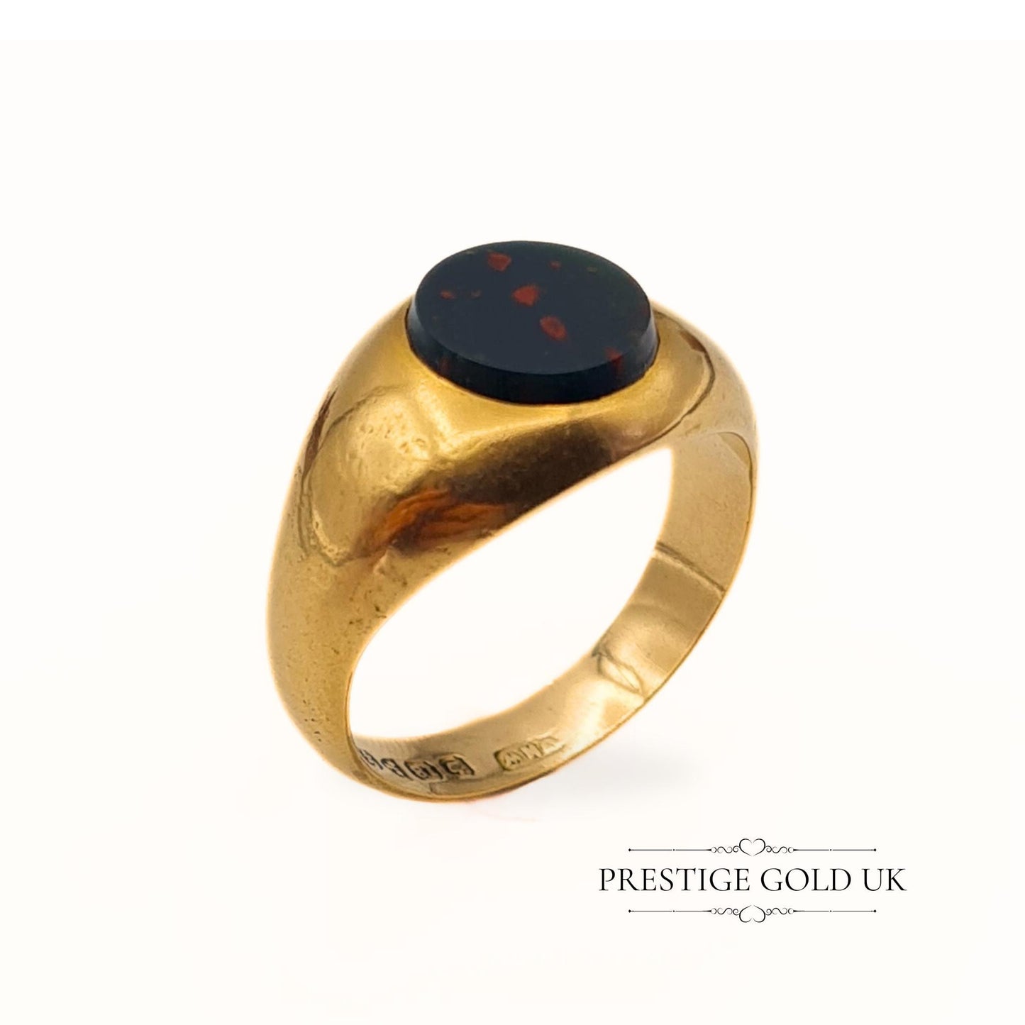 Antique Bloodstone Signet Ring in 18ct Gold - Size UK T 1/2, US 9 3/4, Euro 62