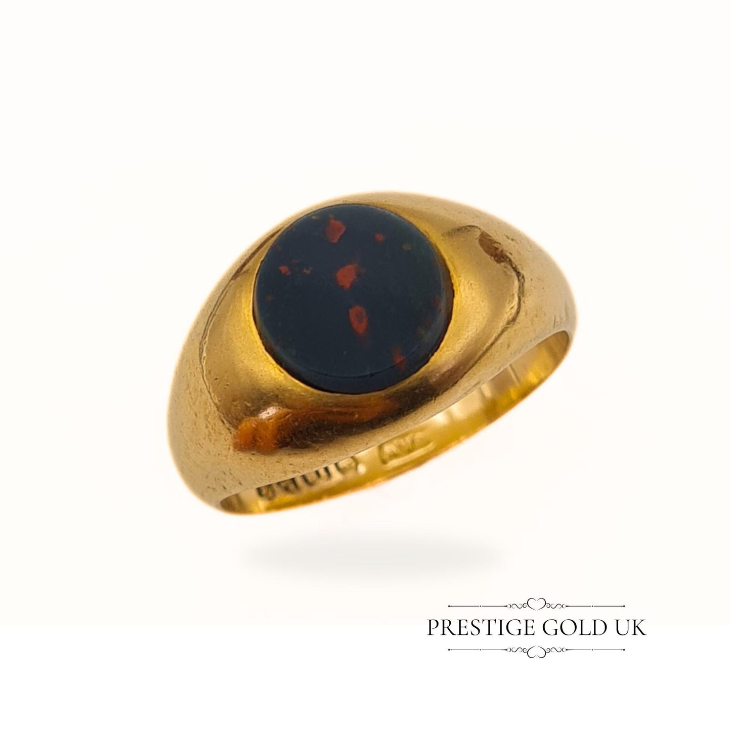 Antique Bloodstone Signet Ring in 18ct Gold - Size UK T 1/2, US 9 3/4, Euro 62