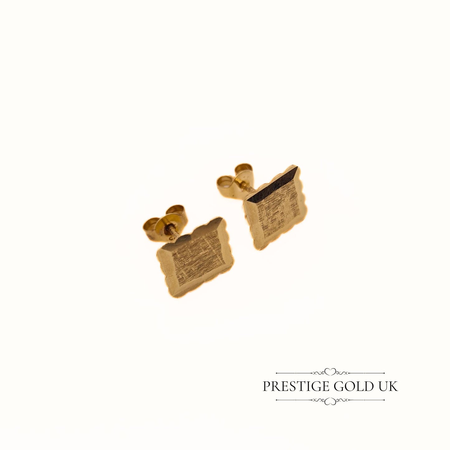 Vintage 9ct Gold Square Stud Earrings - 9mm