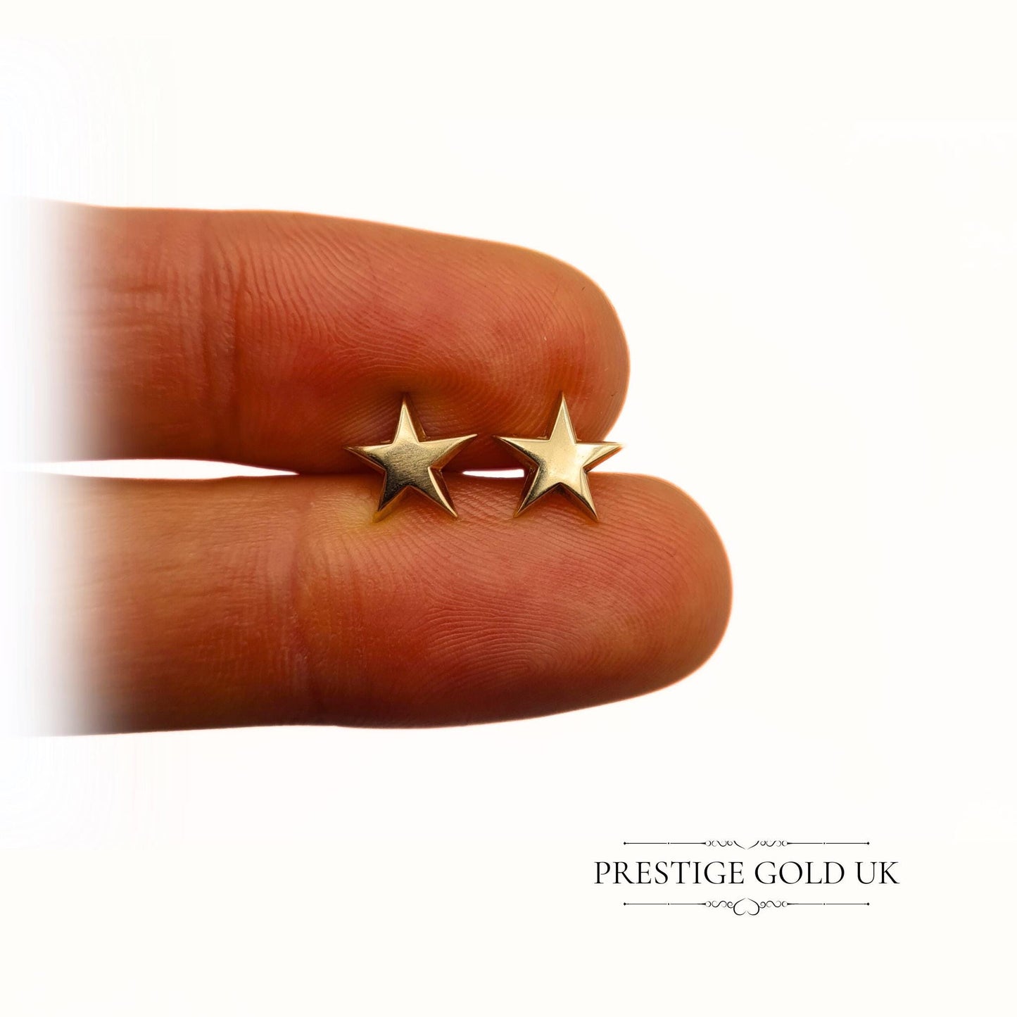 Vintage 9ct Gold Star Stud Earrings - 9 mm