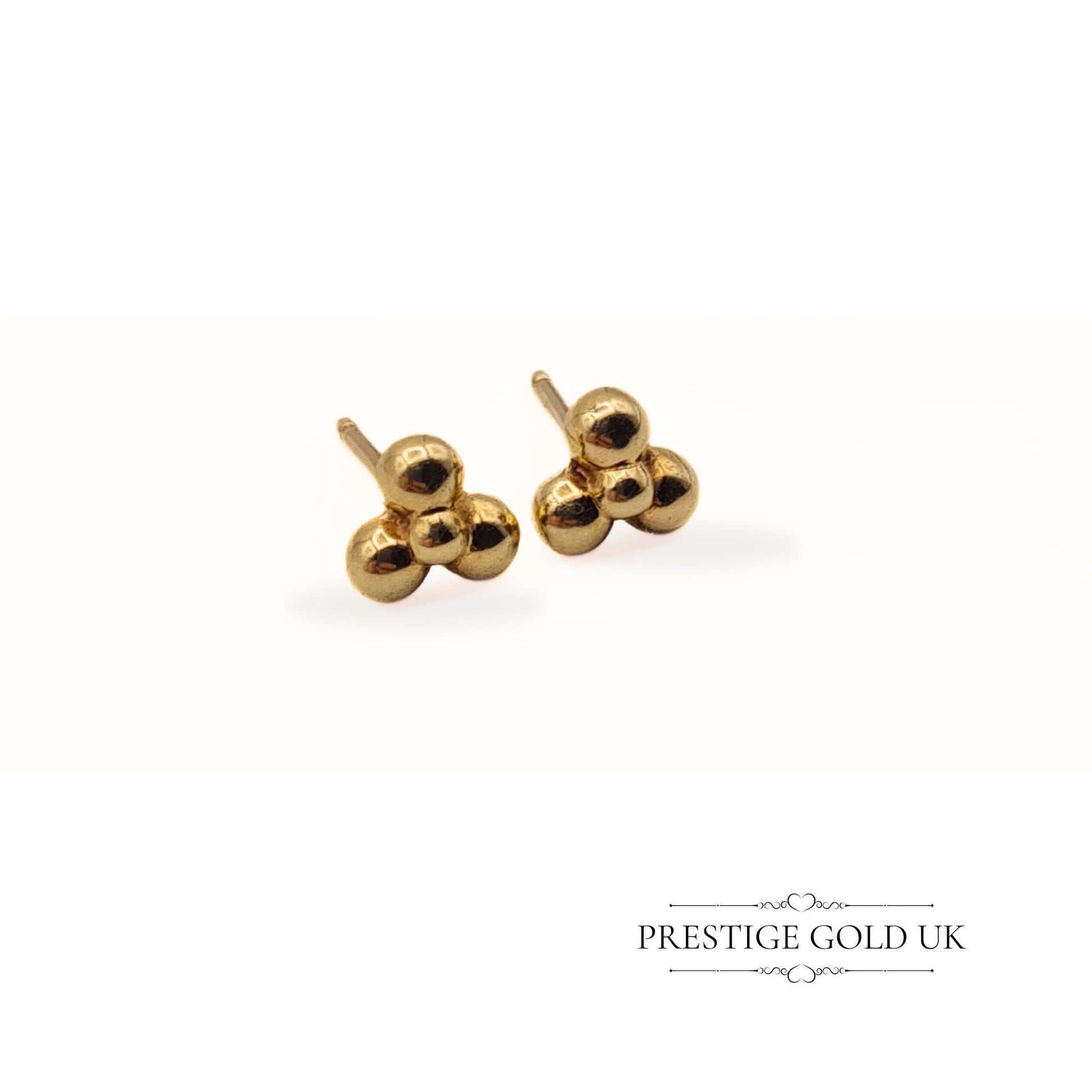 Vintage 9ct Gold Four Ball Stud Earrings - 5mm Across