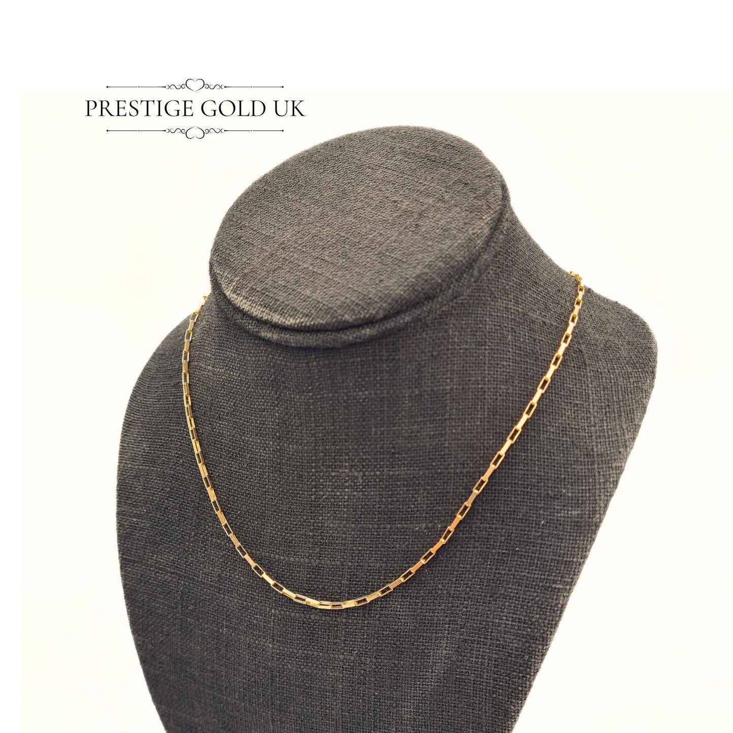 Large 9ct Gold Elongated Box Chain Necklace - 18" (46 cm)