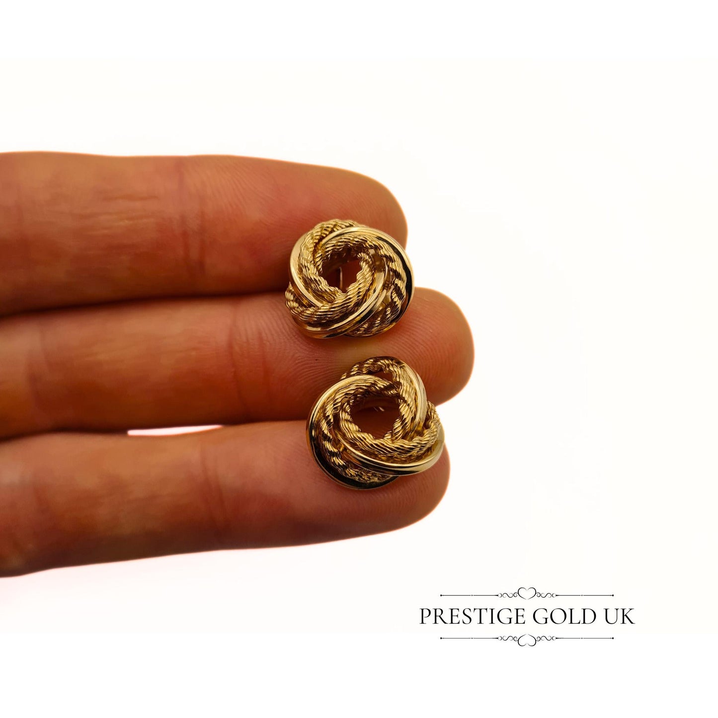 Vintage Large 9ct Gold Knot Earrings - 15mm Across