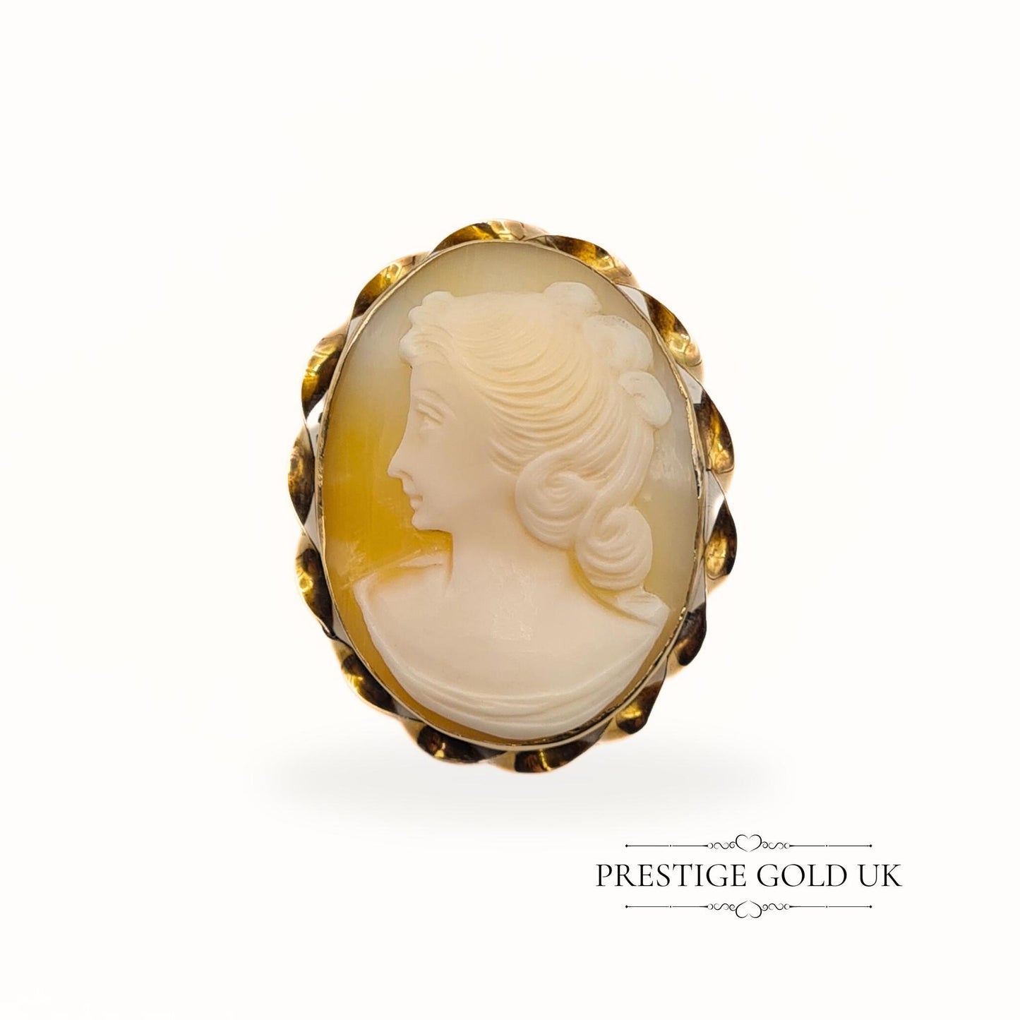 Large 9ct Gold Ladies Cameo Brooch & Pendant