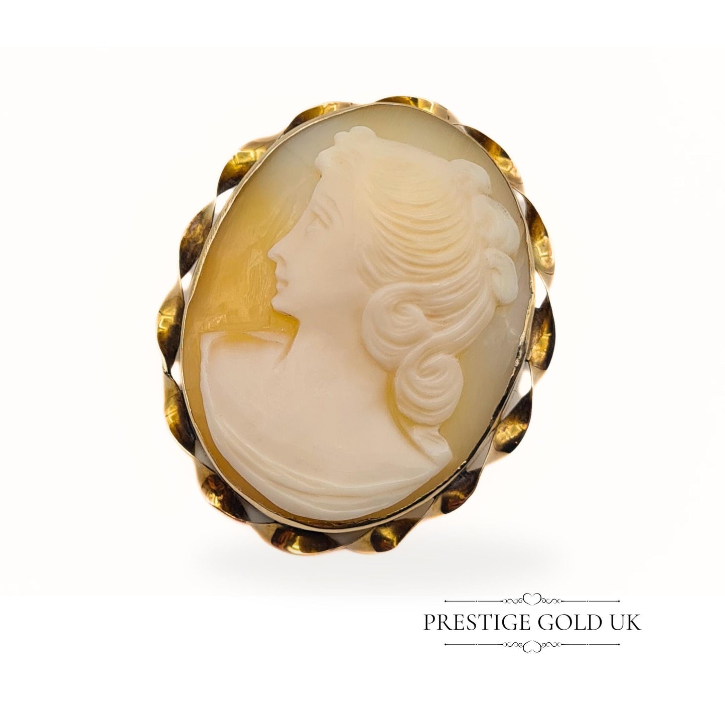 Large 9ct Gold Ladies Cameo Brooch & Pendant