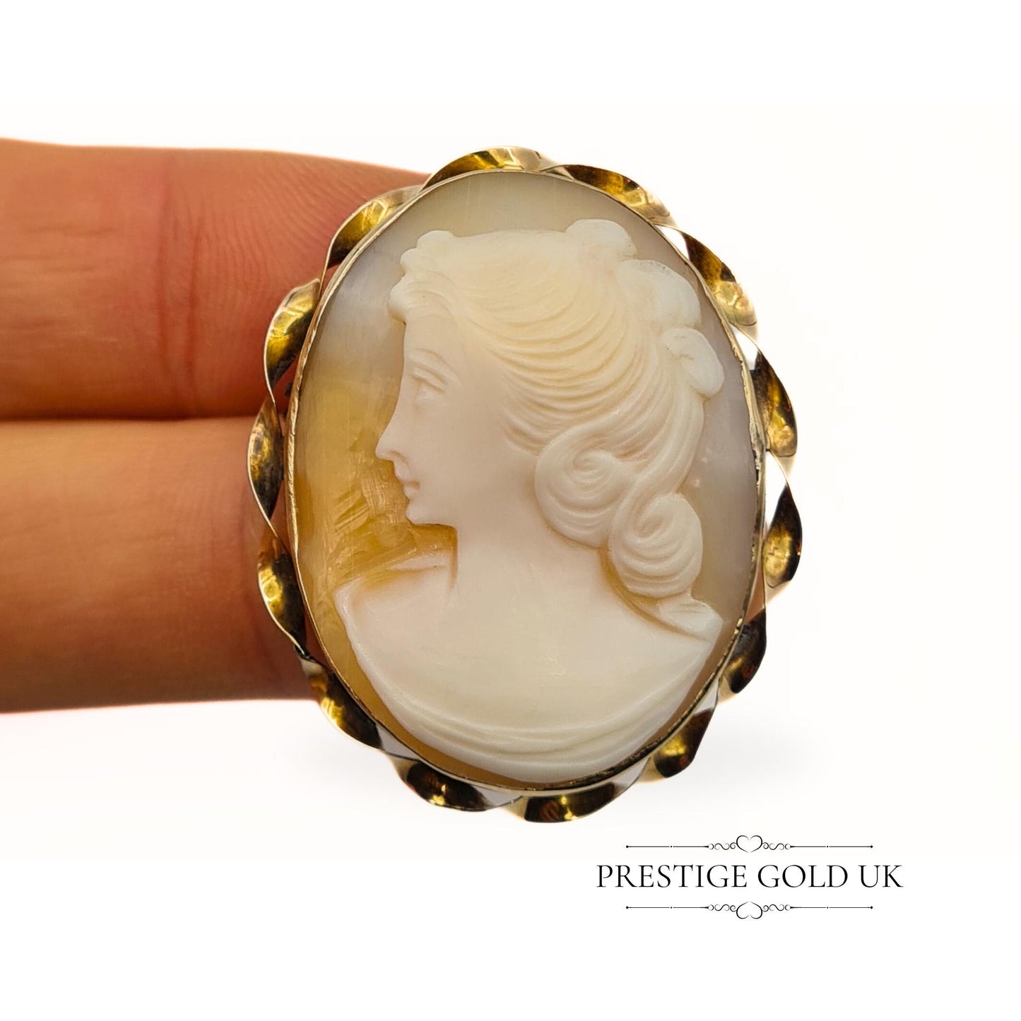 Large 9ct Gold Ladies Cameo Brooch & Pendant